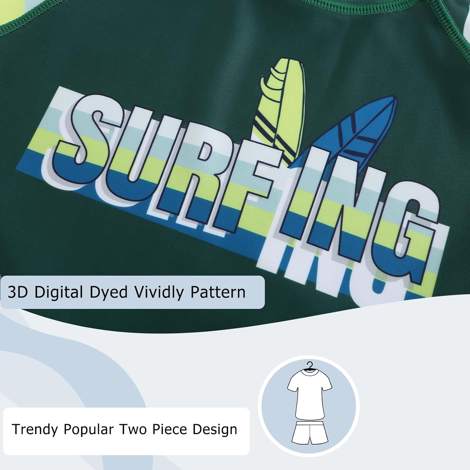 Detalle 2 de Aisyee UV-Badeshirt Jungen Zweiteilig Kurzarm mit Boardshorts – Schnelltrocknendes Bade-Set für Kinder 98–164
