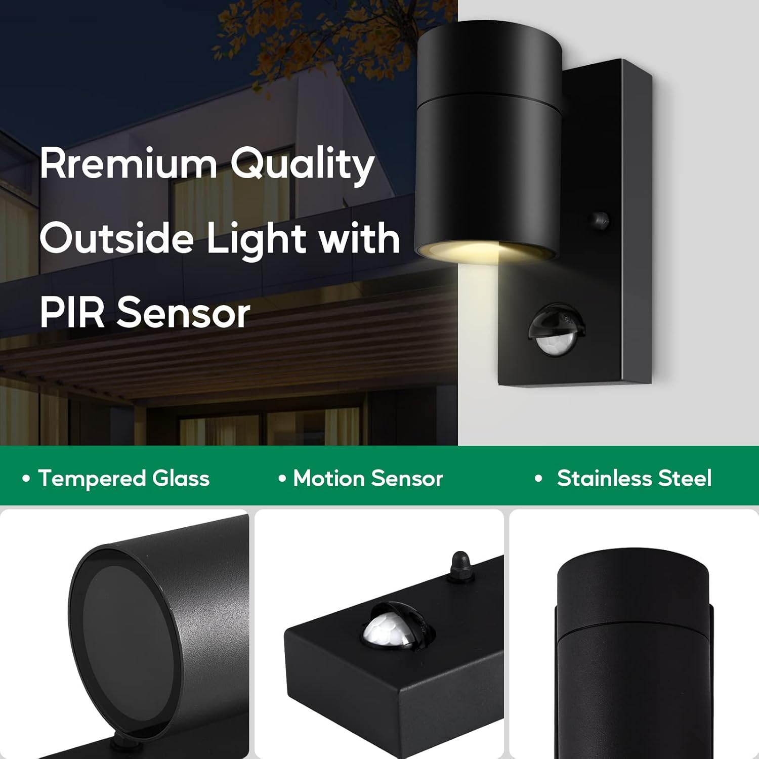 Detalle 2 de Outdoor motion sensor wall lights IP44