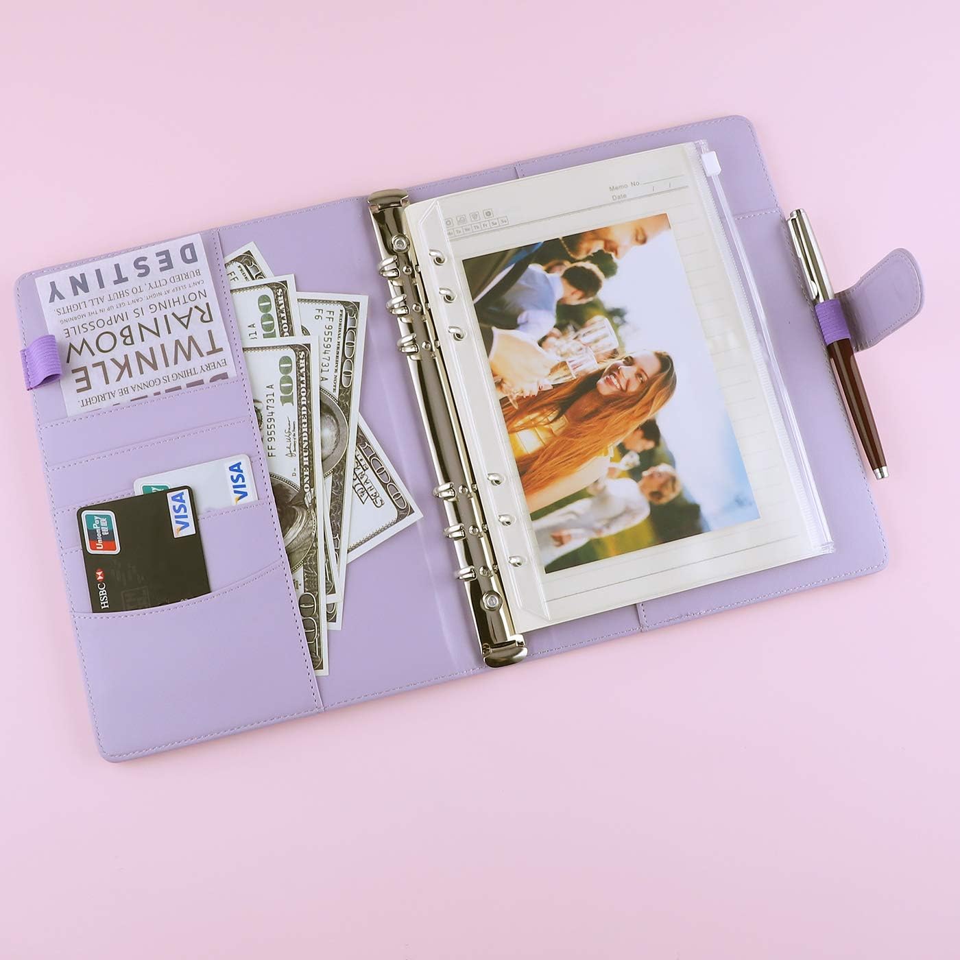 Detalle de Antner ANTNER-RINGBINDER-A5PP A5 6-Ring Binder, Purple PU Leather