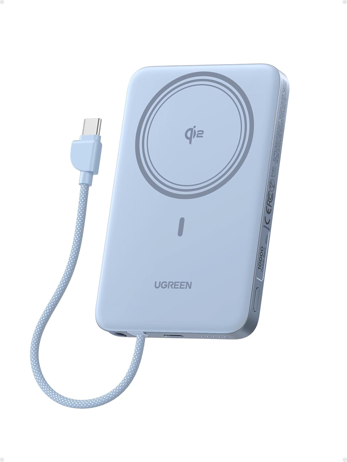 Detalle de UGREEN MagFlow Air PB570 magnetische powerbank, 10.000 mAh, Qi2 15 W