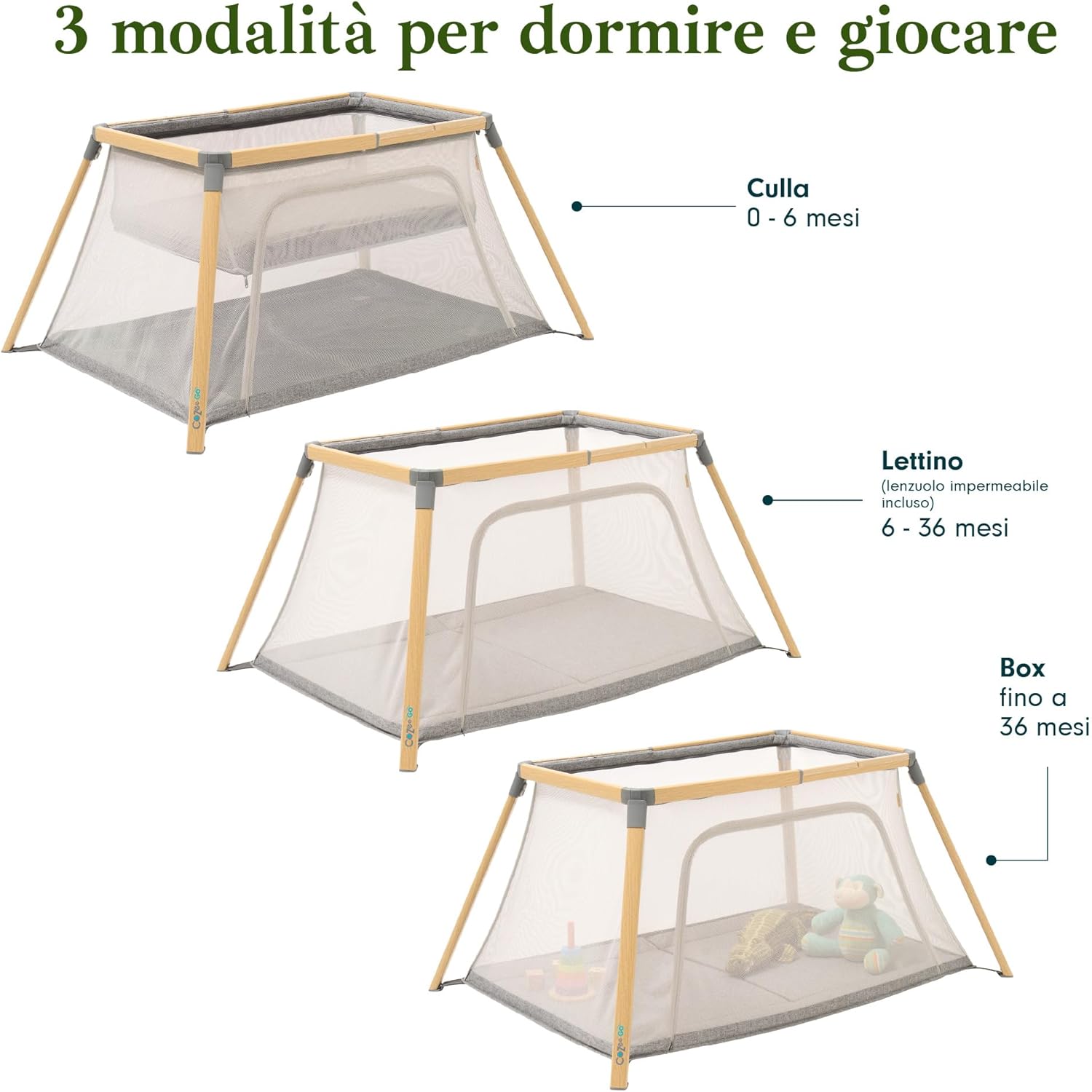 Thumbnail 4 de Tutti Bambini CoZee® Go 3-in-1 Culla, Box Lettino da Viaggio (0-3 anni) con Materasso e protezione impermeabile