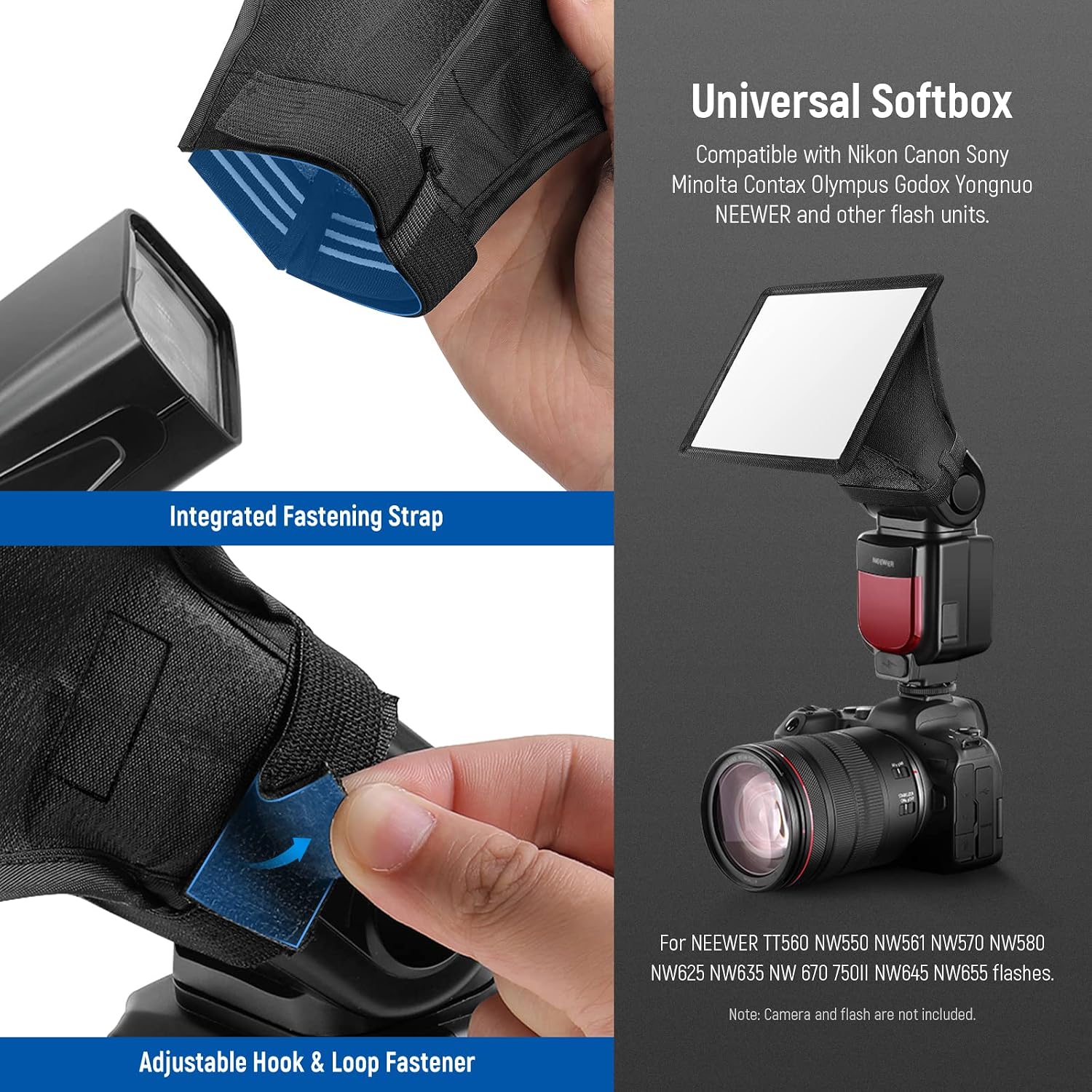 Thumbnail 4 de NEEWER Blitzdiffusor Licht Softbox 5" x 4" – Universal, faltbar mit Tasche (Kompatibel mit Canon/Nikon/Sony u. a.)
