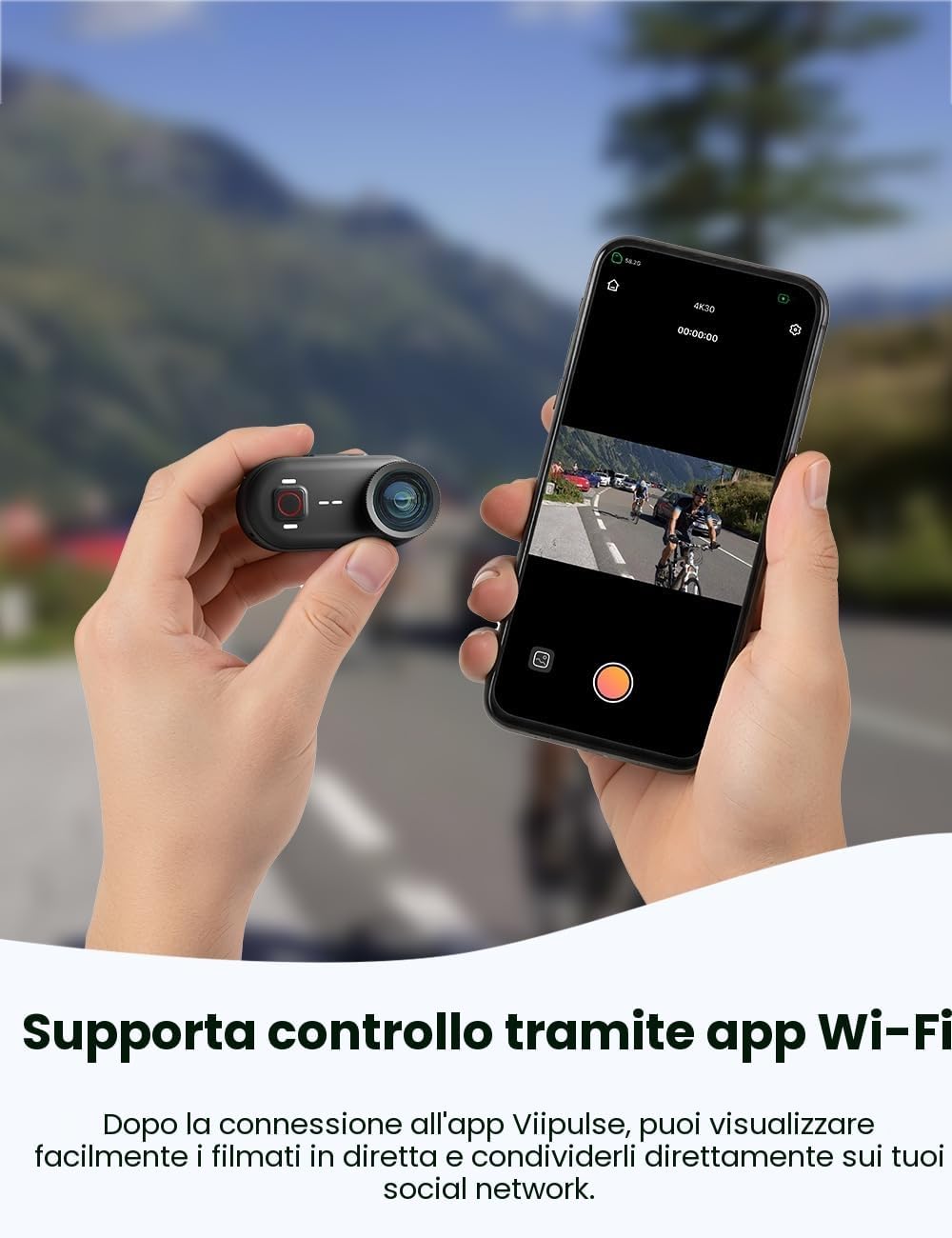 Detalle 2 de Apexcam K80 Mini Action Cam POV con memoria integrata da 128GB, 4K e WiFi