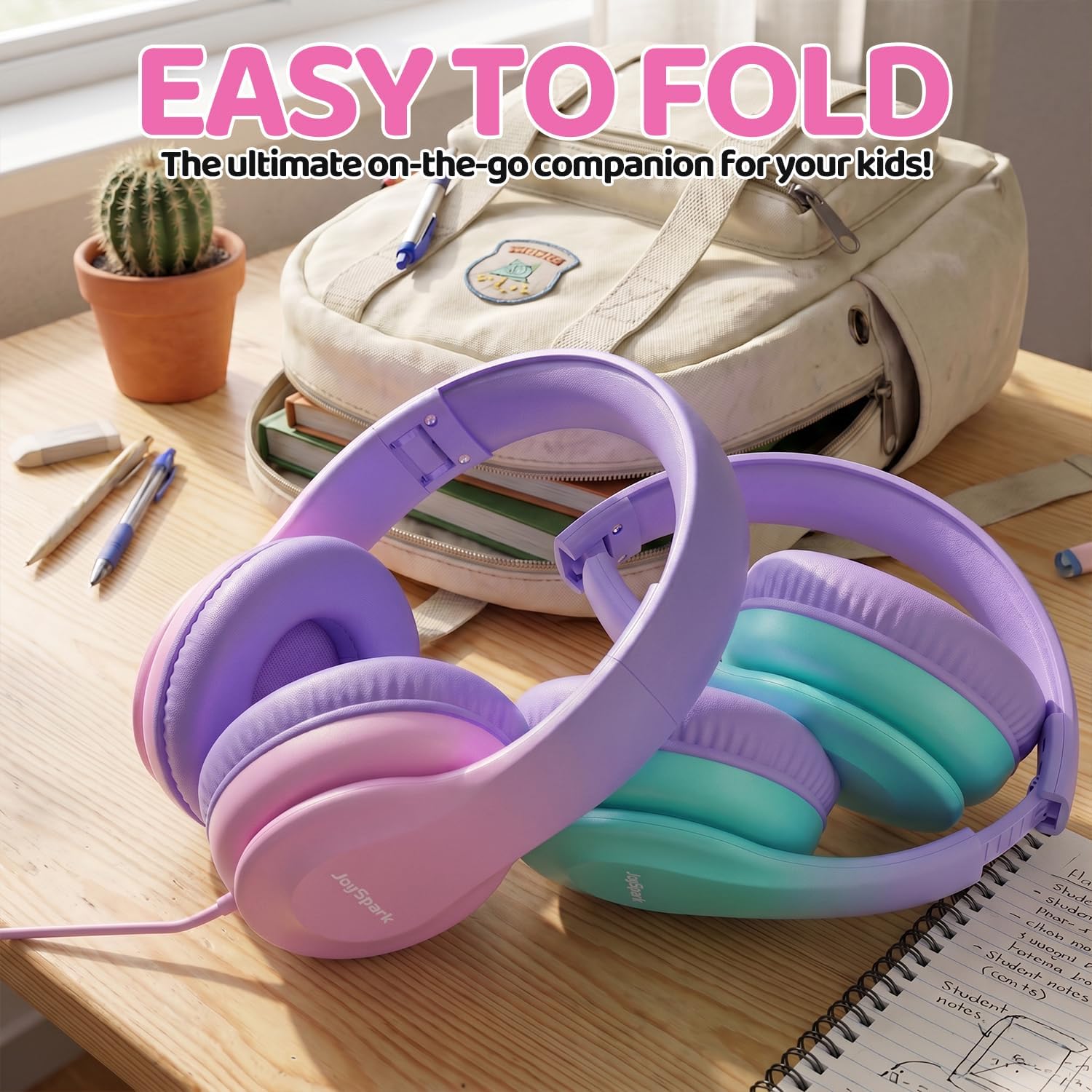Thumbnail 4 de JoySpark Kids Headphones: 85dBA Over-Ear Wired Headphones for Kids in Gradient Pink