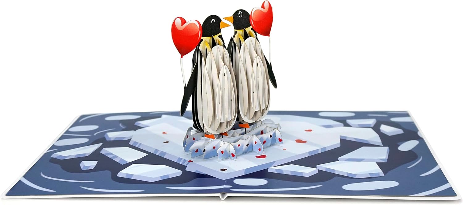 Thumbnail 4 de CUTPOPUP Penguin Couple Pop Up Card 15x15 cm 📷