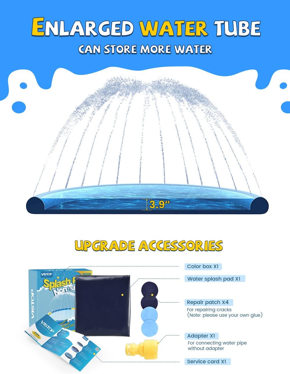 Thumbnail 5 de VISTOP Non-Slip Splash Pad for Kids & Dogs with Sprinkler (Reinforced Outdoor Water Play Mat)