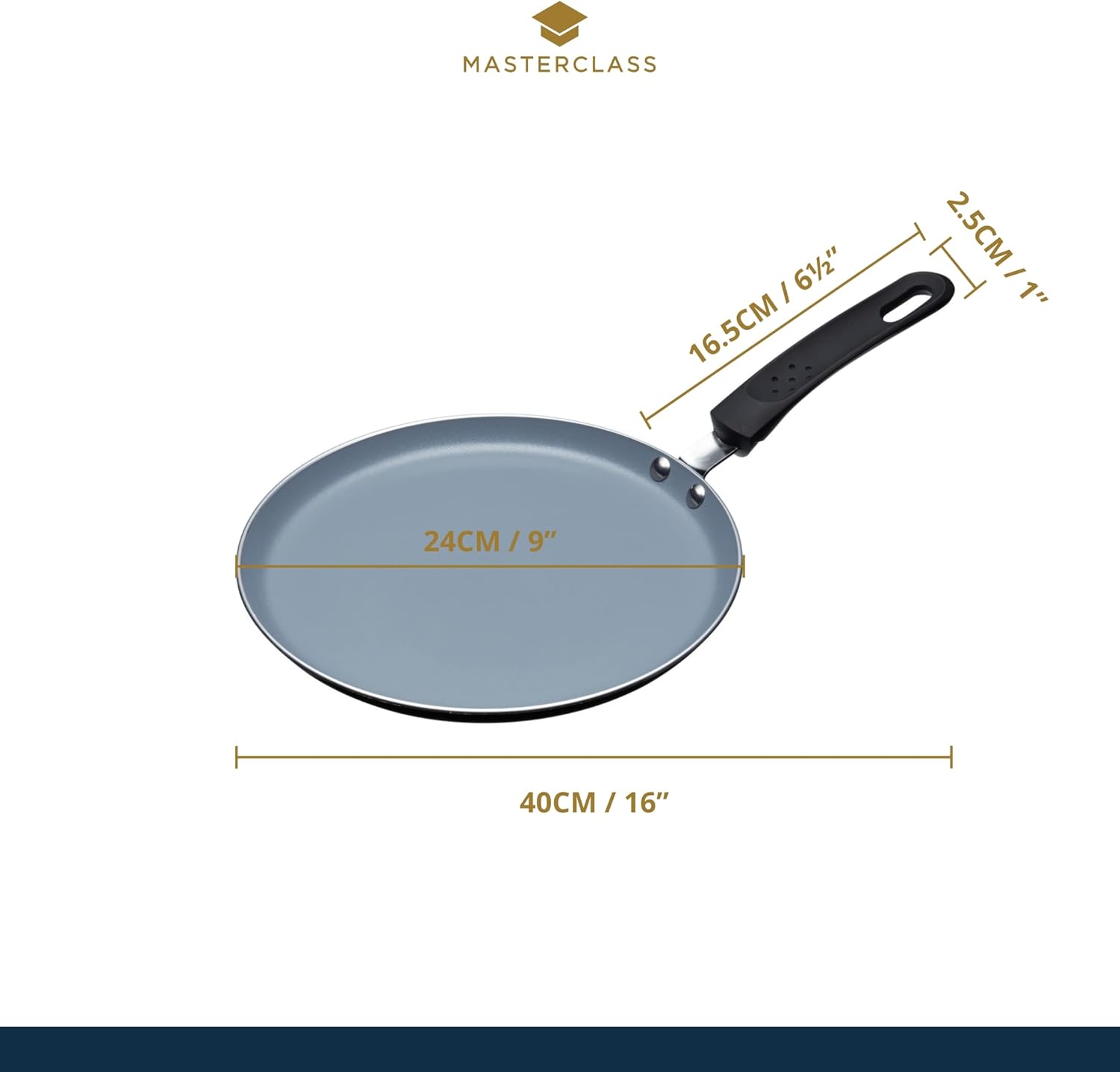 Detalle de MasterClass Poêle à Crêpes Antiadhésive Eco, 24 cm – Sécurité Induction