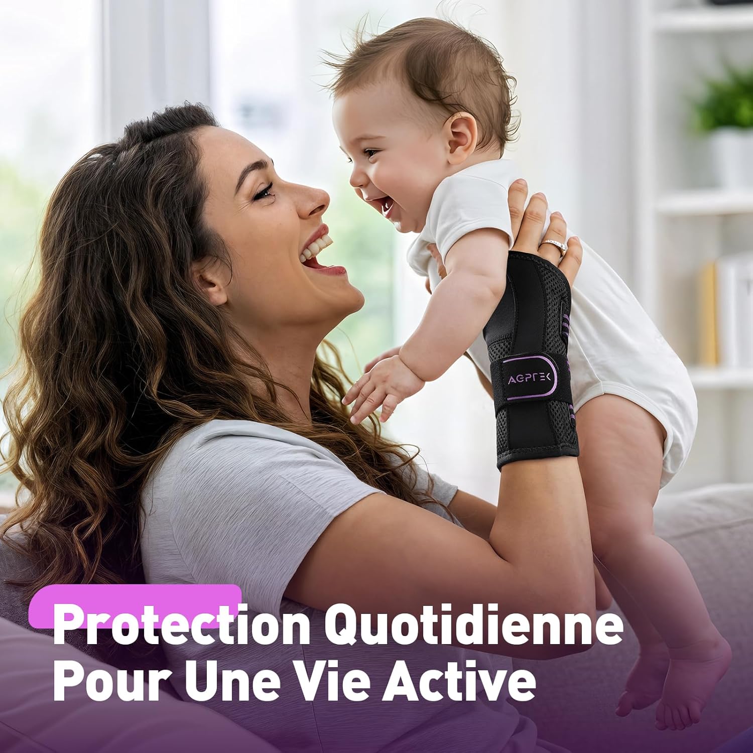 Thumbnail 2 de Attelle de poignet AGPTEK droite avec 2 plaques en aluminium (L/XL) pour canal carpien, tendinite et nuit