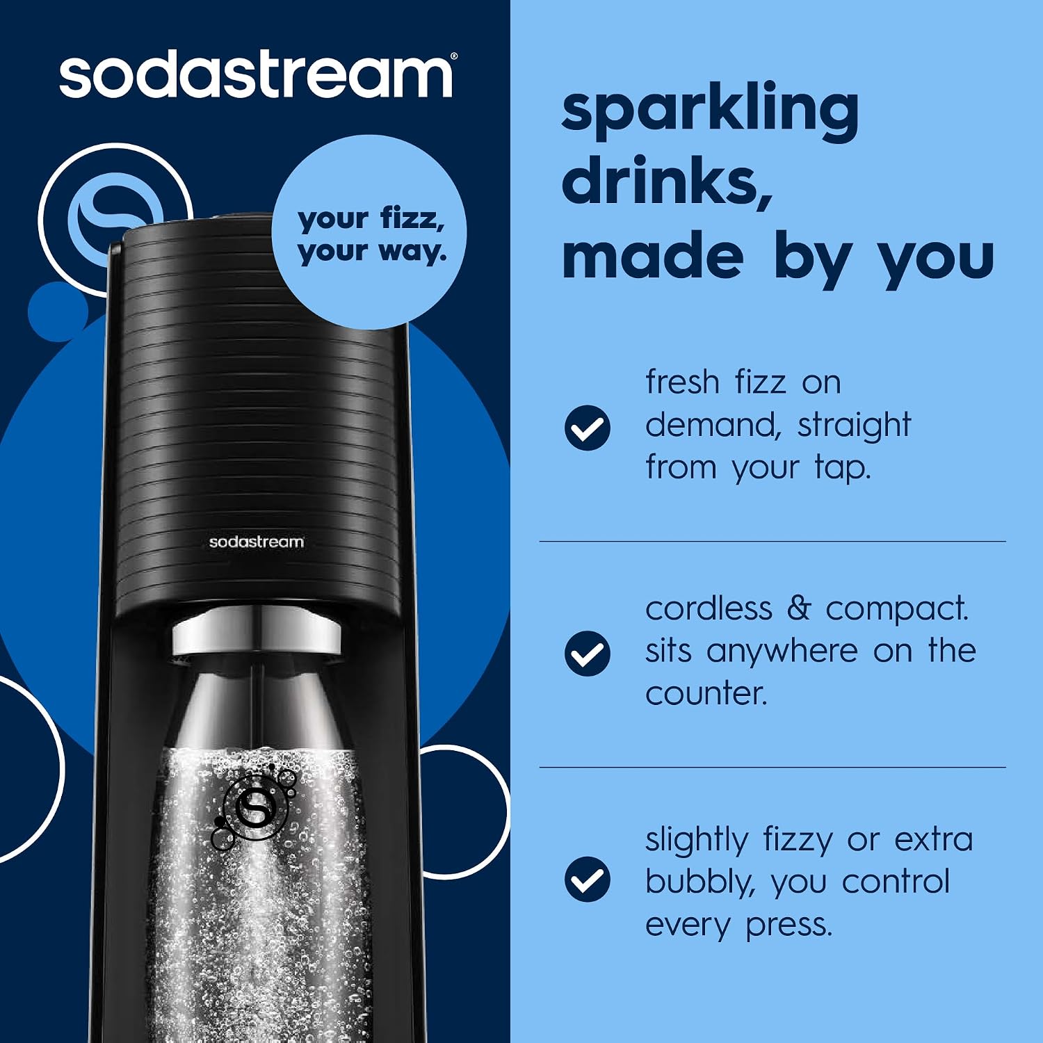 Detalle de SodaStream Terra Sparkling Water Maker with Quick Connect CO2 System – Black