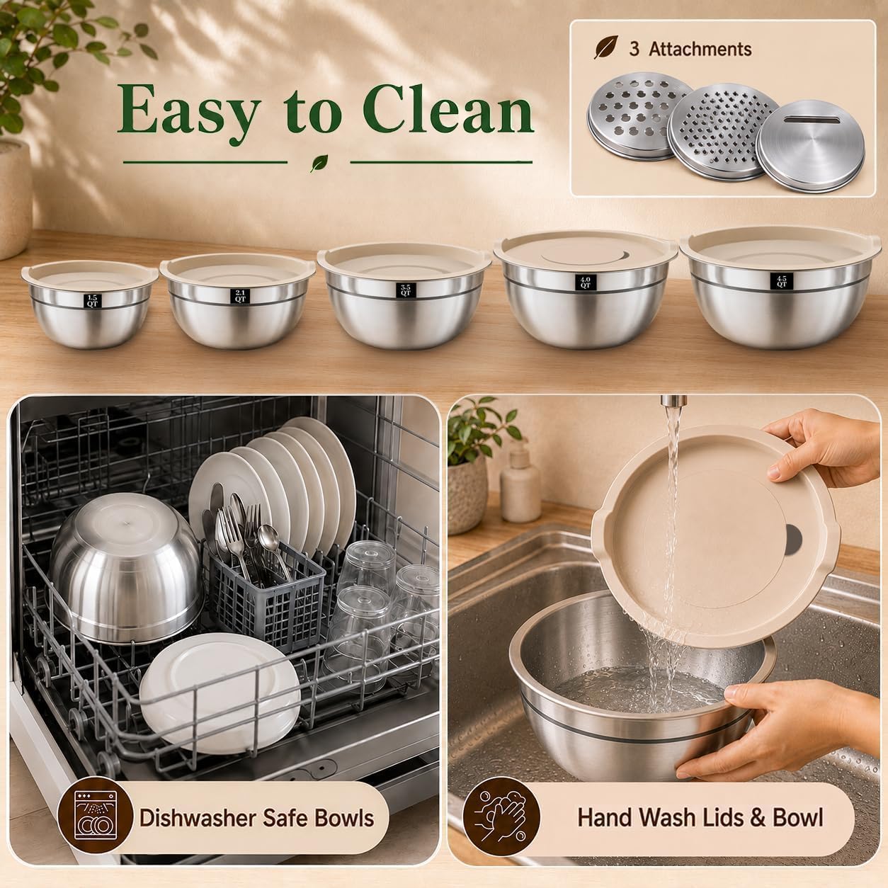 Thumbnail 5 de Boskermeal Stainless Steel Mixing Bowls, 5 Sizes