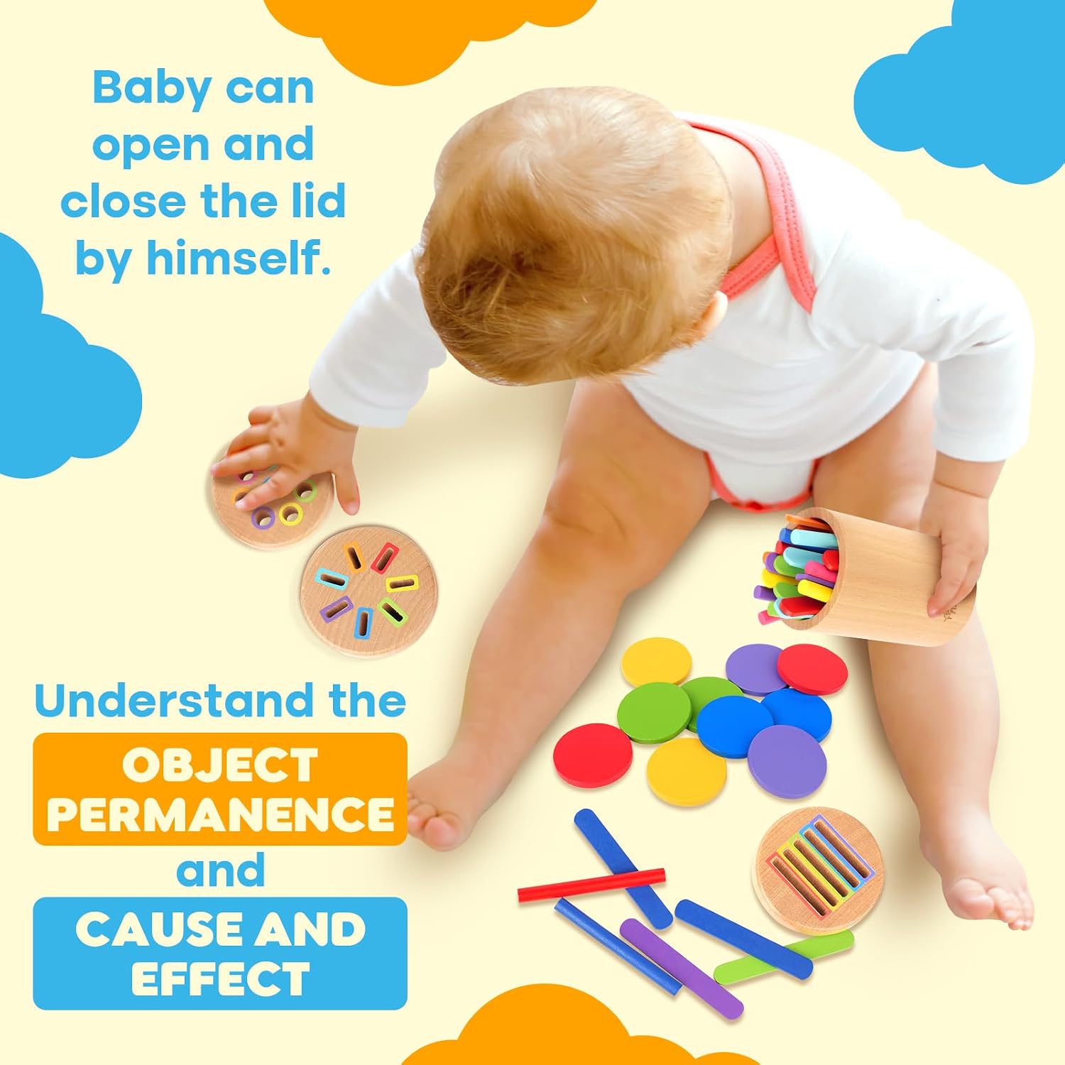 Detalle 2 de Montessori Wooden 3-in-1 Toy 1-3