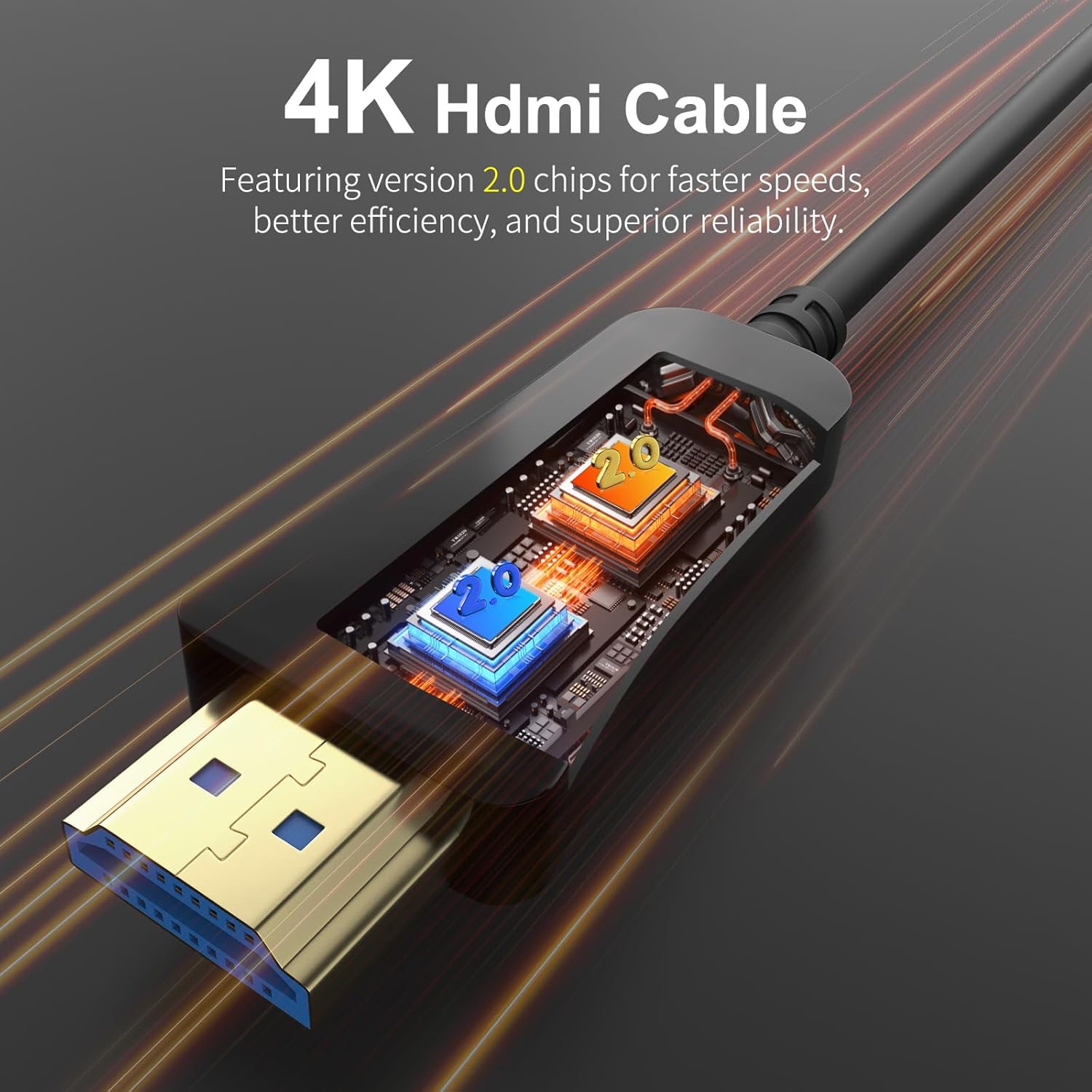 Thumbnail 1 de ATZEBE HDMI Glasfaser Kabel 5M – 4K@60Hz, HDR, 18Gbps, 4:4:4, HDCP 2.2