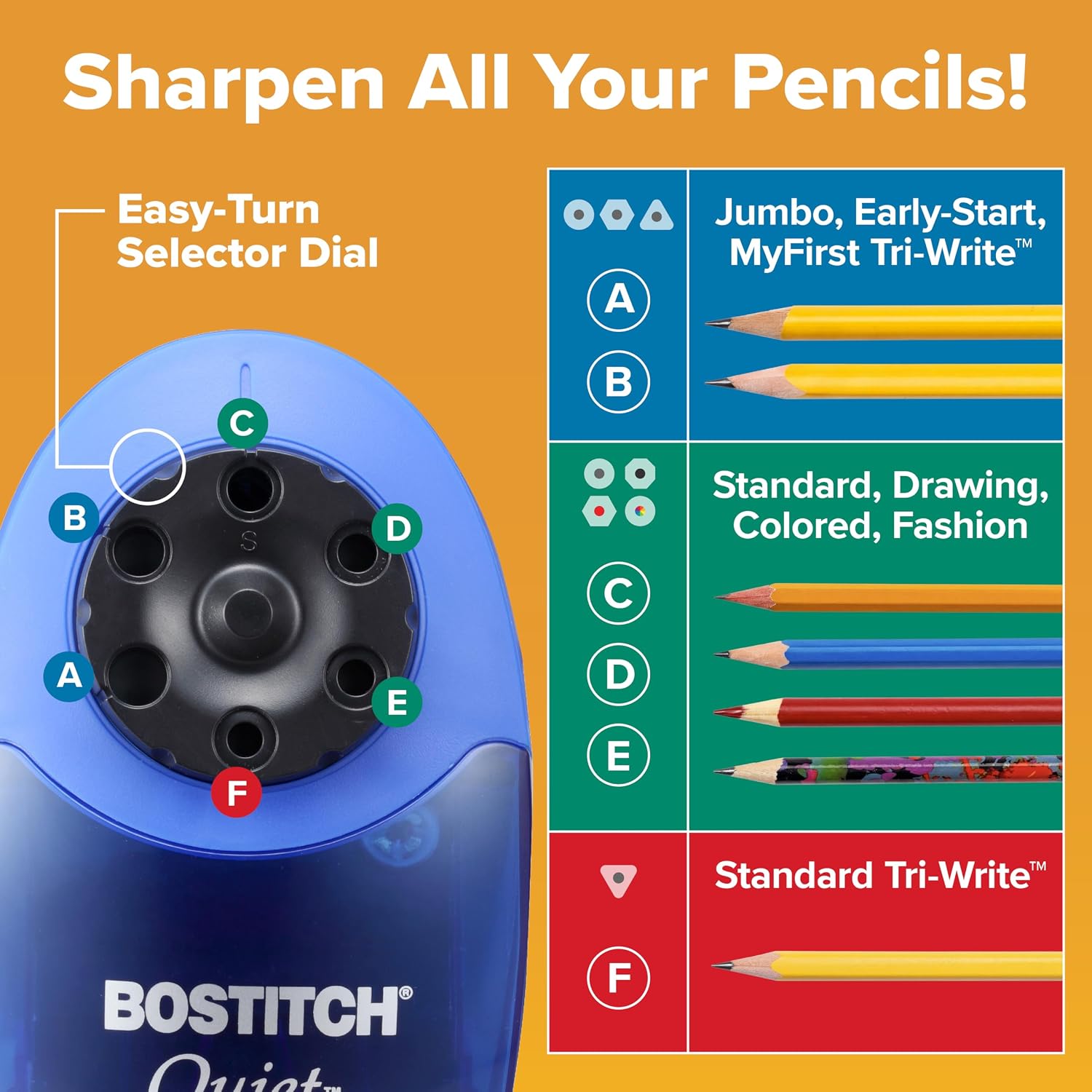 Detalle de Bostitch QuietSharp 6 EPS10HC Heavy-Duty Electric Pencil Sharpener, Blue