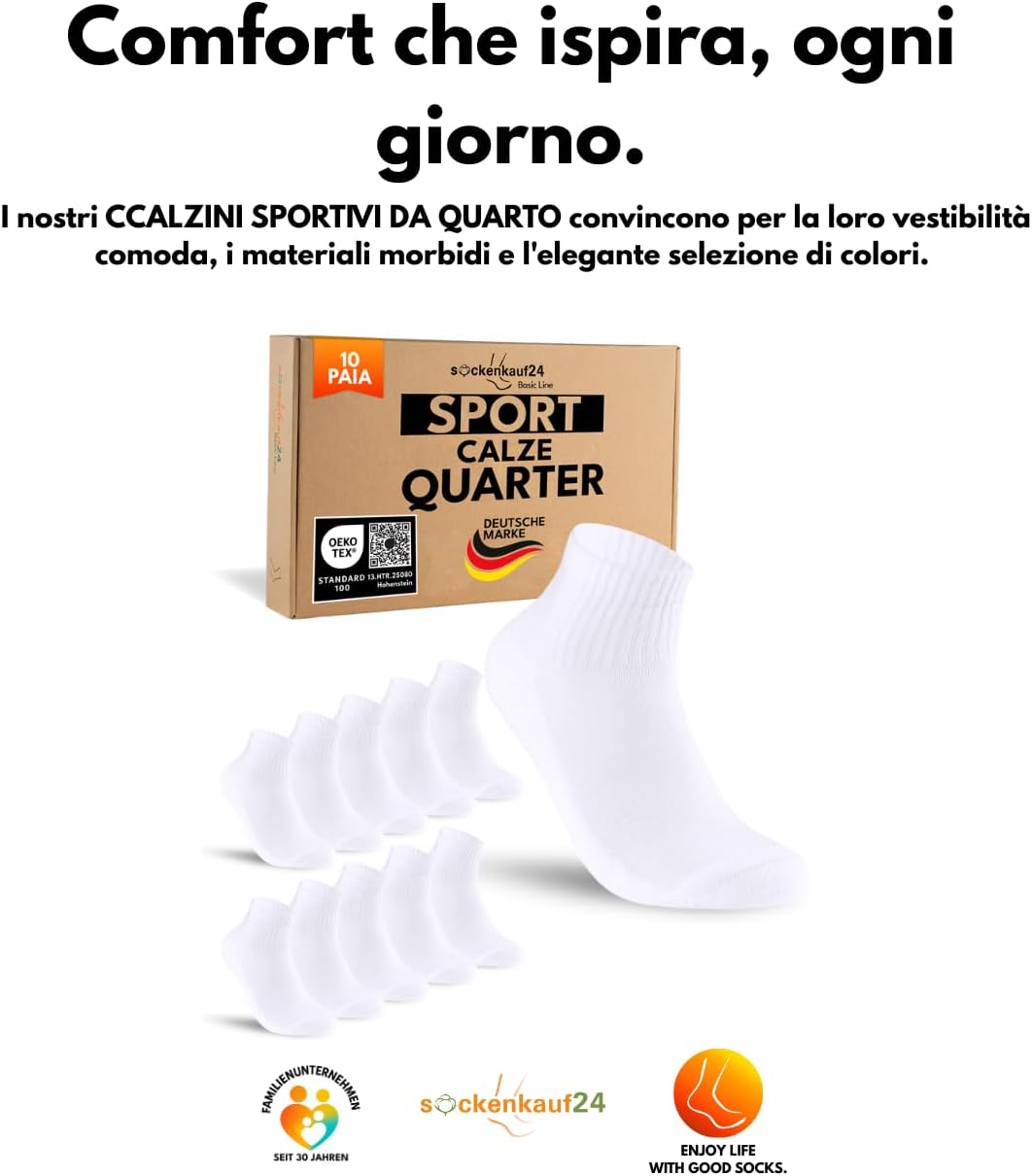 Thumbnail 5 de sockenkauf24 confezione da 10 paia di calze sportive quarter tennis uomo donna