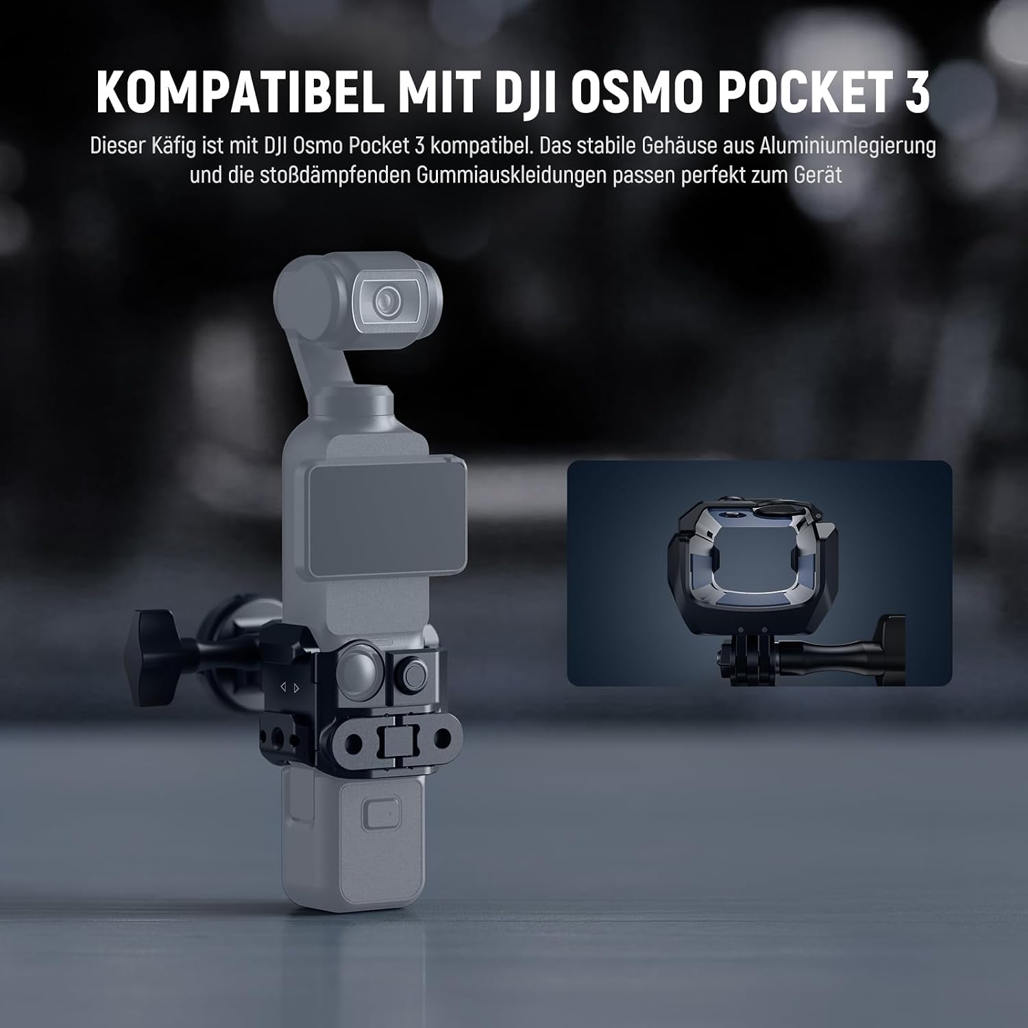 Detalle de NEEWER Pocket 3 Käfig Gimbal Videoaufzeichnung – Aluminium-Adapter für DJI Osmo Pocket 3 (Creator Combo AC009 kompatibel)