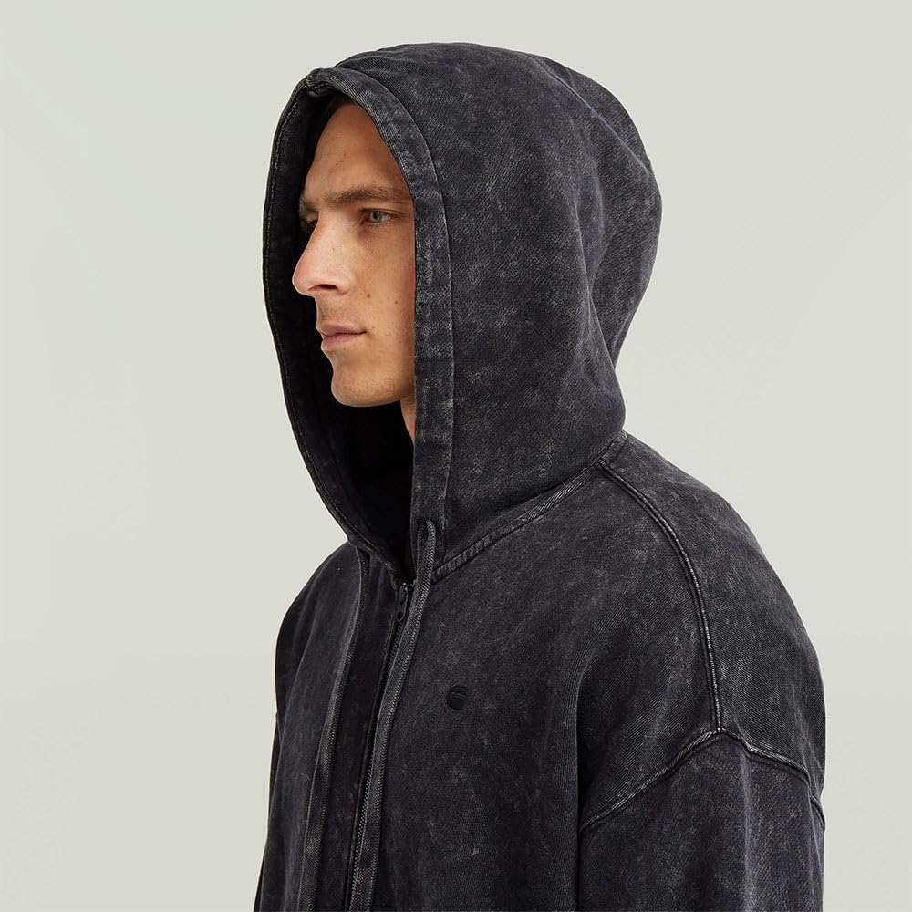 Detalle de G-Star Herren Washed Loose Full Zip HDD Hooded Sweatshirt – komfortabler Hoodie mit lässigem Look