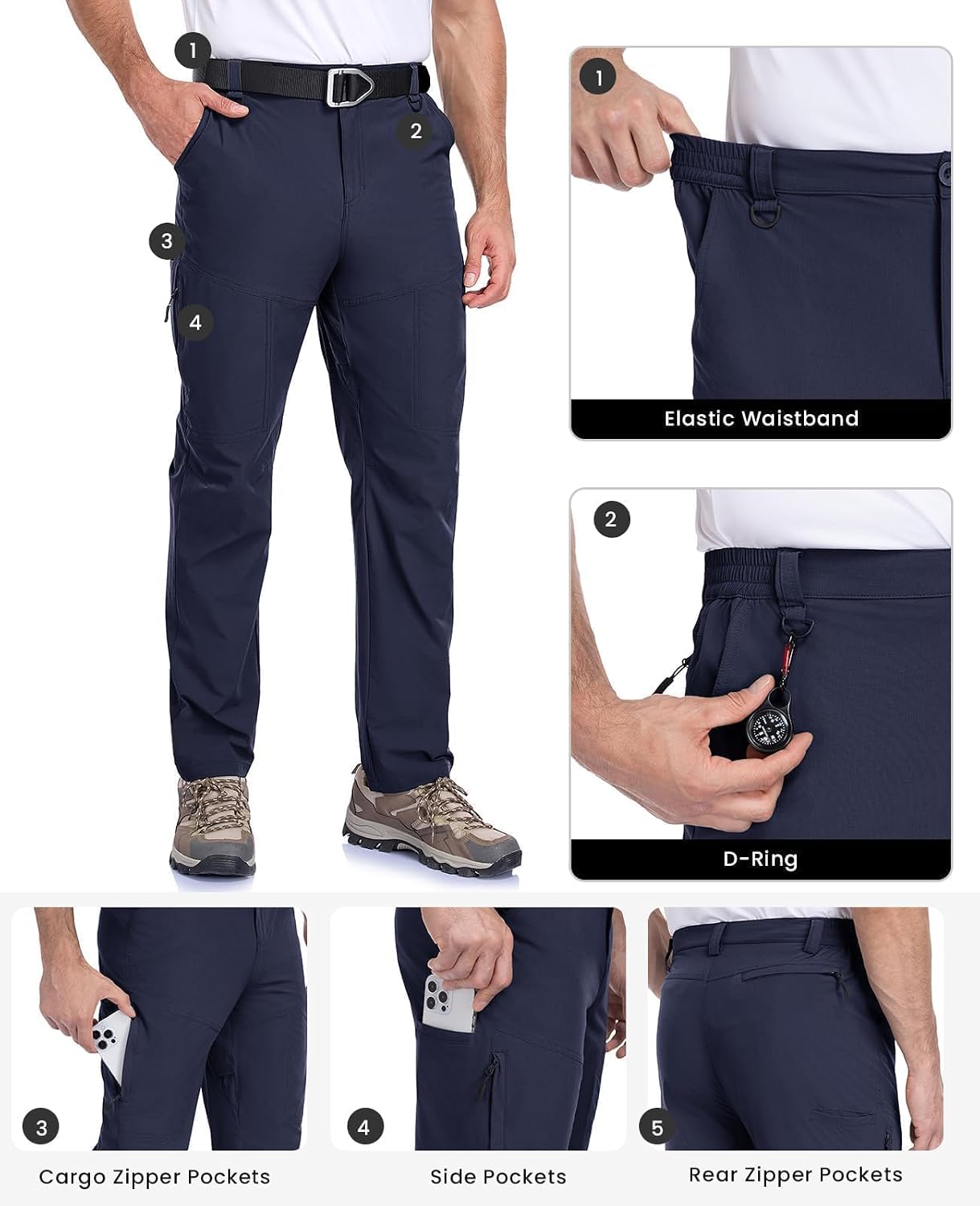 Thumbnail 3 de GymBrave herenwandelbroek, waterdichte lichtgewicht cargobroek voor outdoor