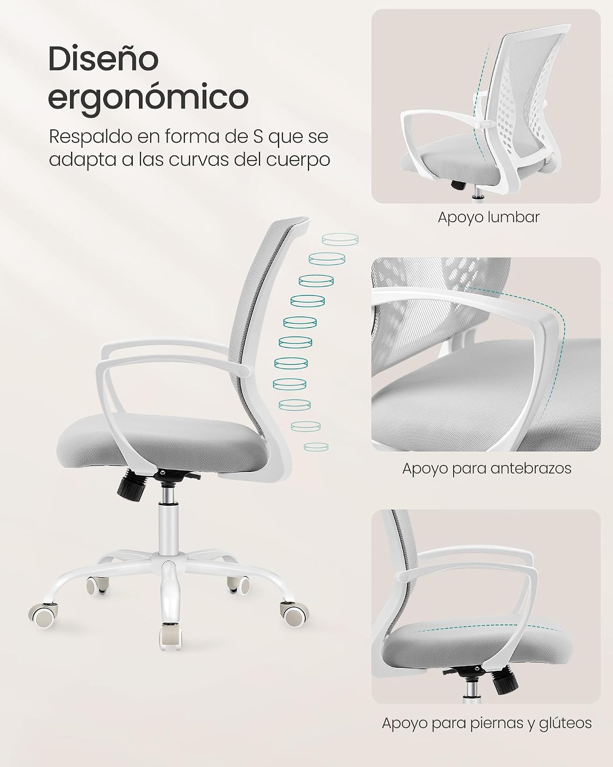 Thumbnail 3 de SONGMICS Silla de Malla giratoria 120 kg