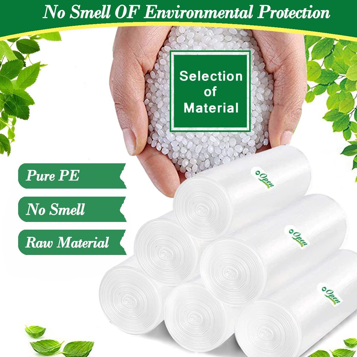 Detalle 2 de Hommaly 2 Gallon Clear Trash Bags (120 pcs) – Extra Strong, Leak-Proof, Unscented Bin Liners for 1.8–2 gal Waste Bins