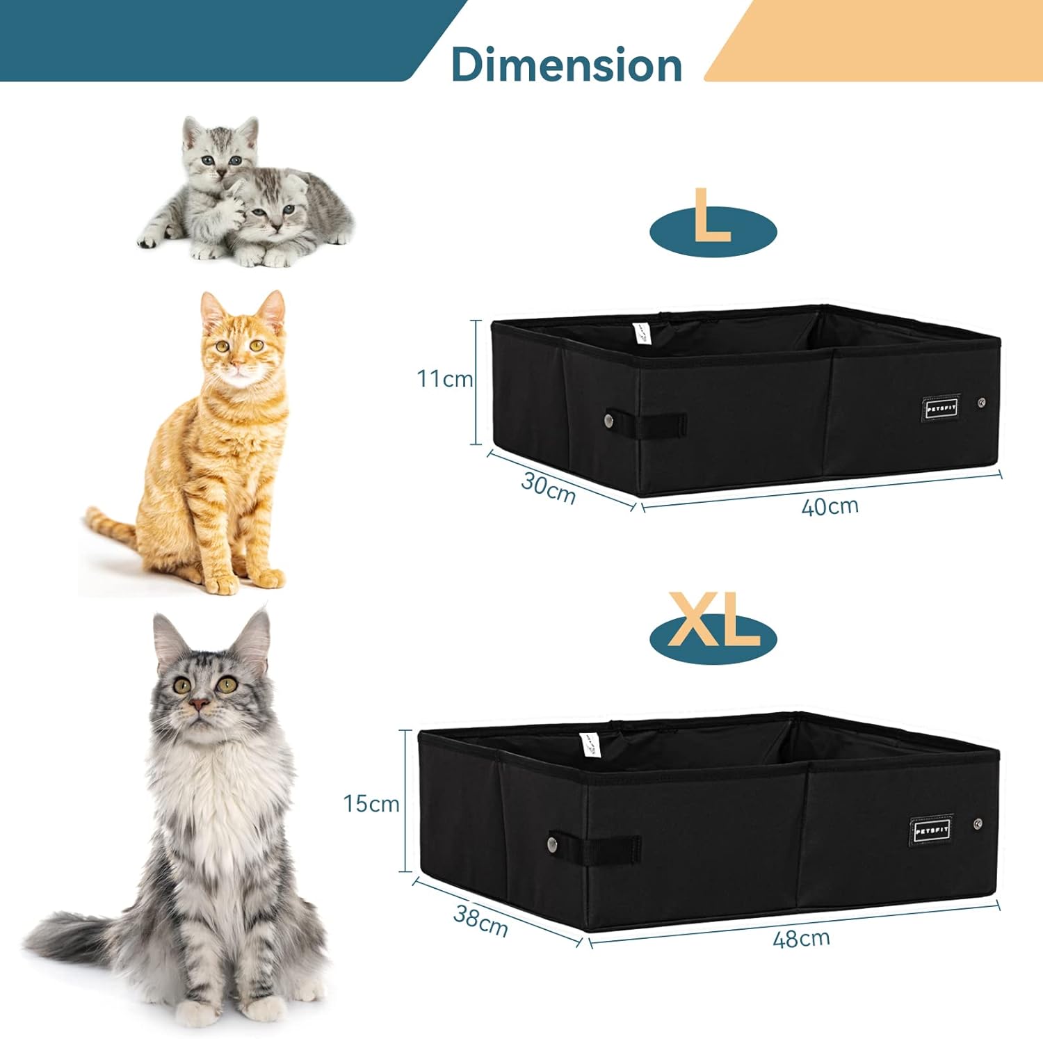 Thumbnail 1 de PETSFIT Small Cat Litter Box with Waterproof Bottom & Zipped Top (40cm x 30cm x 12cm)