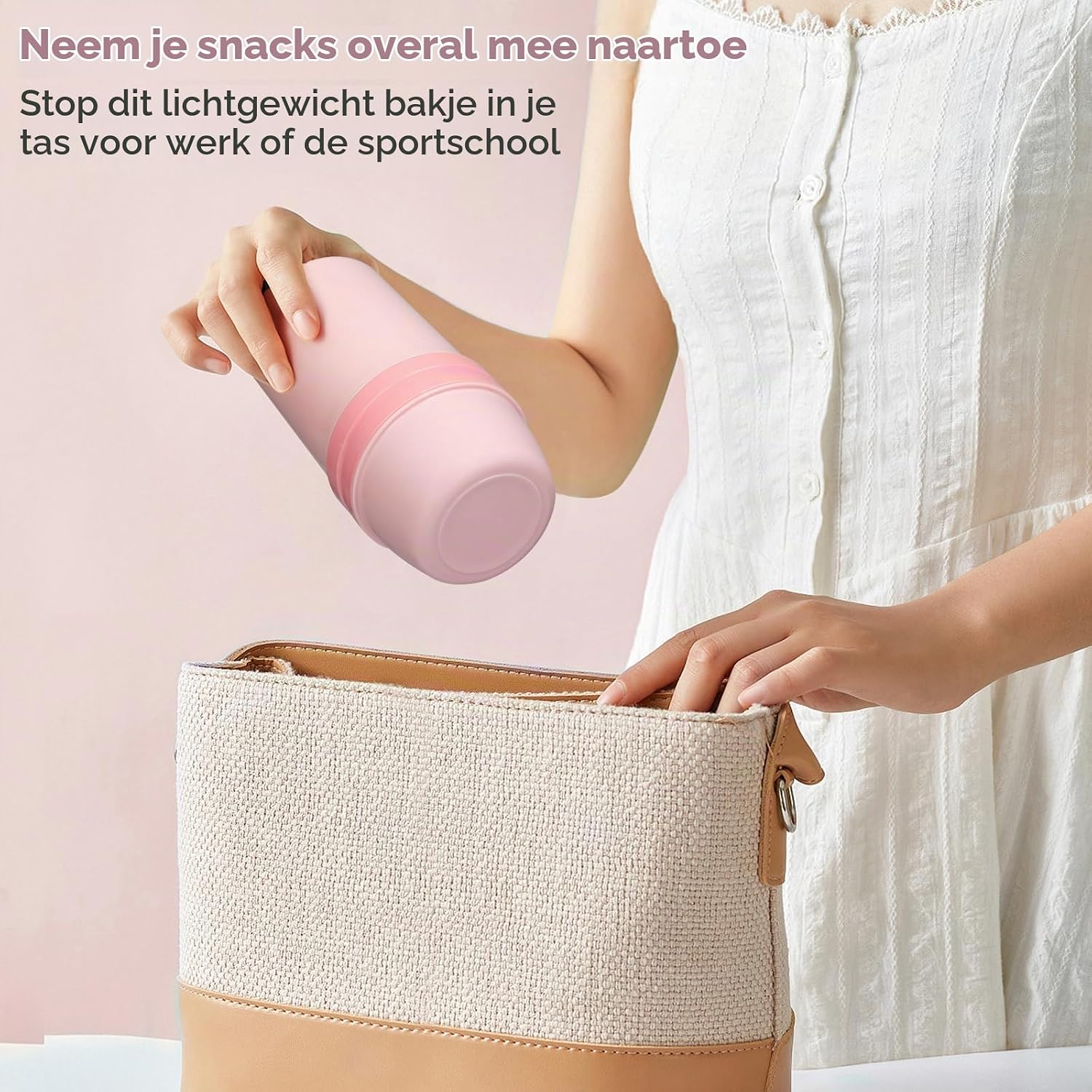 Detalle 1 de Mitsemmo yoghurtbeker to go met lepel, 600 ml + 270 ml