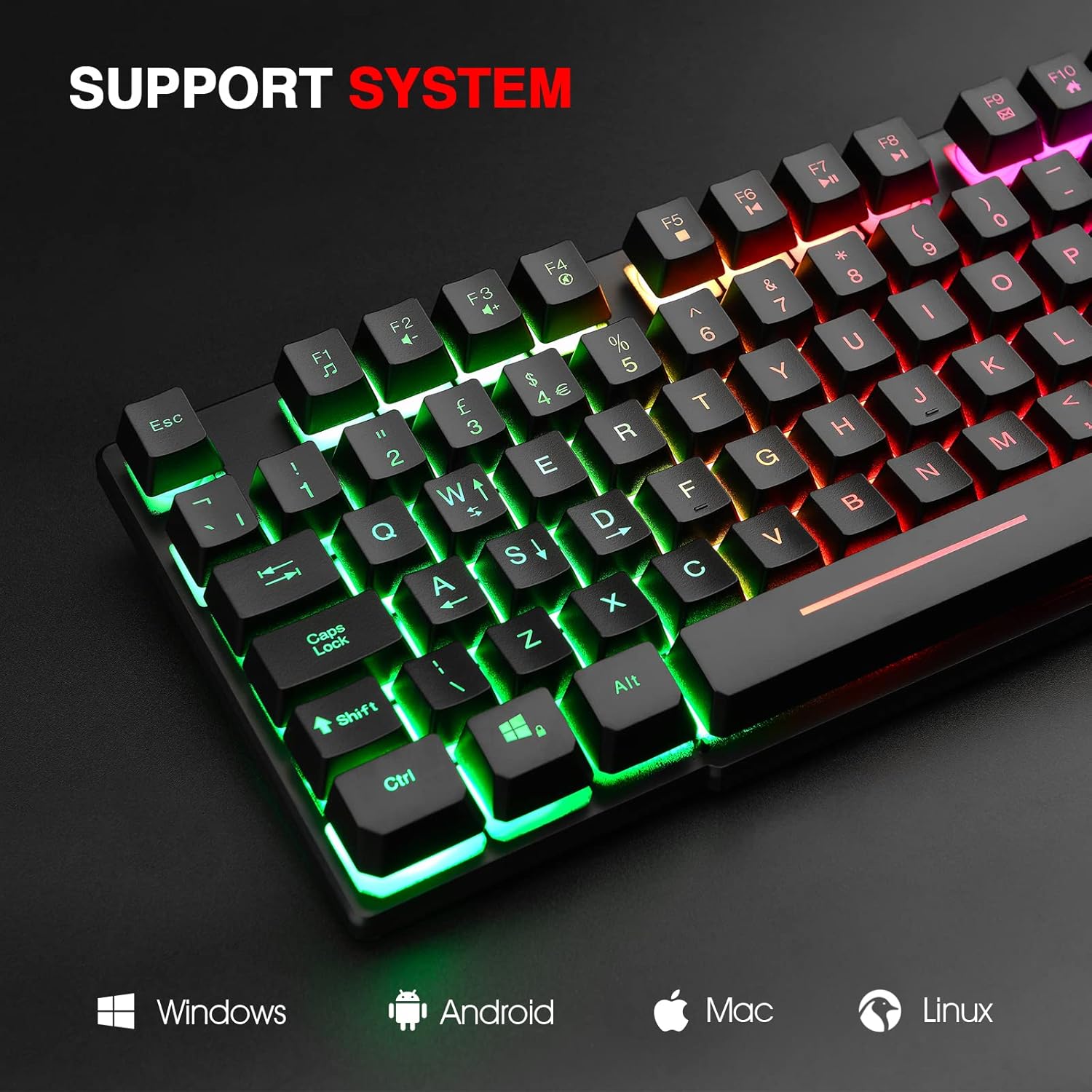 Thumbnail 6 de Rii Gaming Keyboard Rainbow LED backlit wired keyboard
