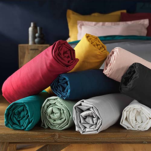 Detalle de Drap housse Lina Blanc 90 x 190 cm – 100% coton par Douceur d'Intérieur