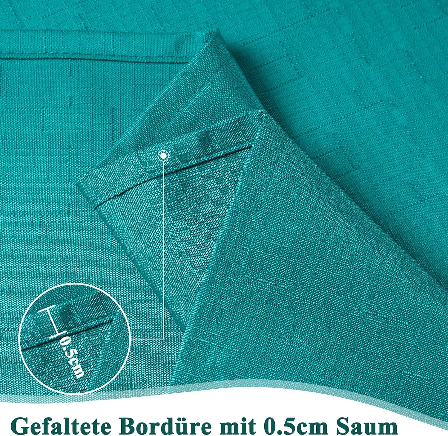 Detalle de AooHome Tischdecke abwaschbar in Blaugrün (100x140 cm) mit Leinen-Optik und Lotuseffekt