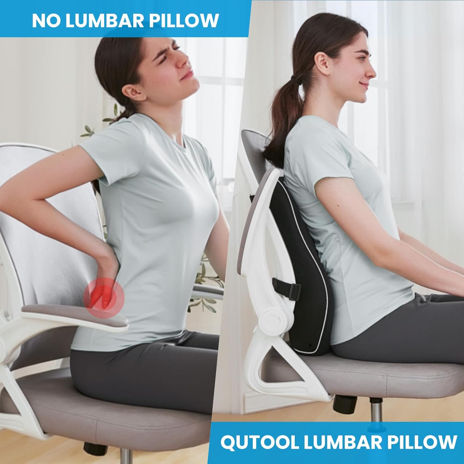 Detalle de Qutool Lumbar Support Pillow 12.6x15.4x3.5