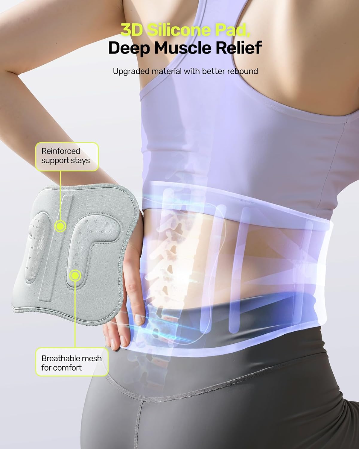 Thumbnail 2 de Rakiie ESP010 Women's Back Brace, Small, Purple, 9-Stay Support with 3D Pad