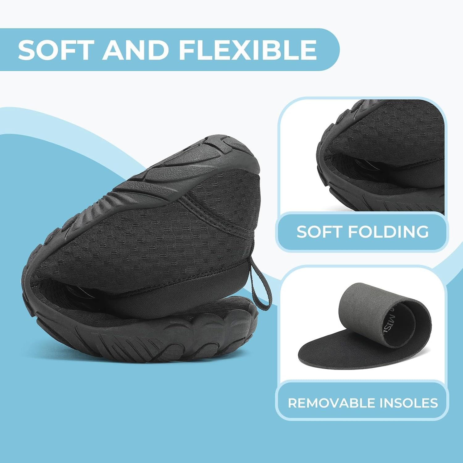 Detalle de Mishansha Unisex Badeschuhe – atmungsaktive Mesh Aquaschuhe, schnell trocknend, Gr.36–46
