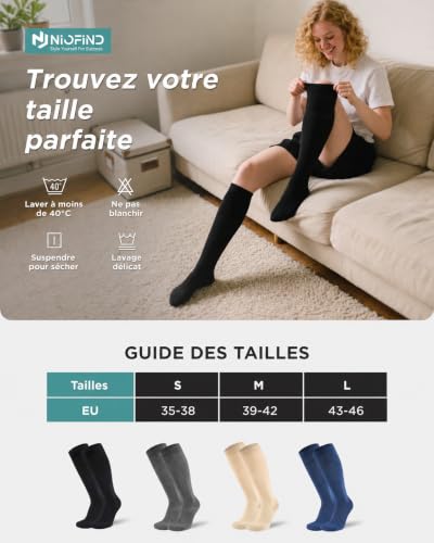 Thumbnail 8 de Niofind Chaussettes de Compression Homme & Femme – 2 paires, 65% coton