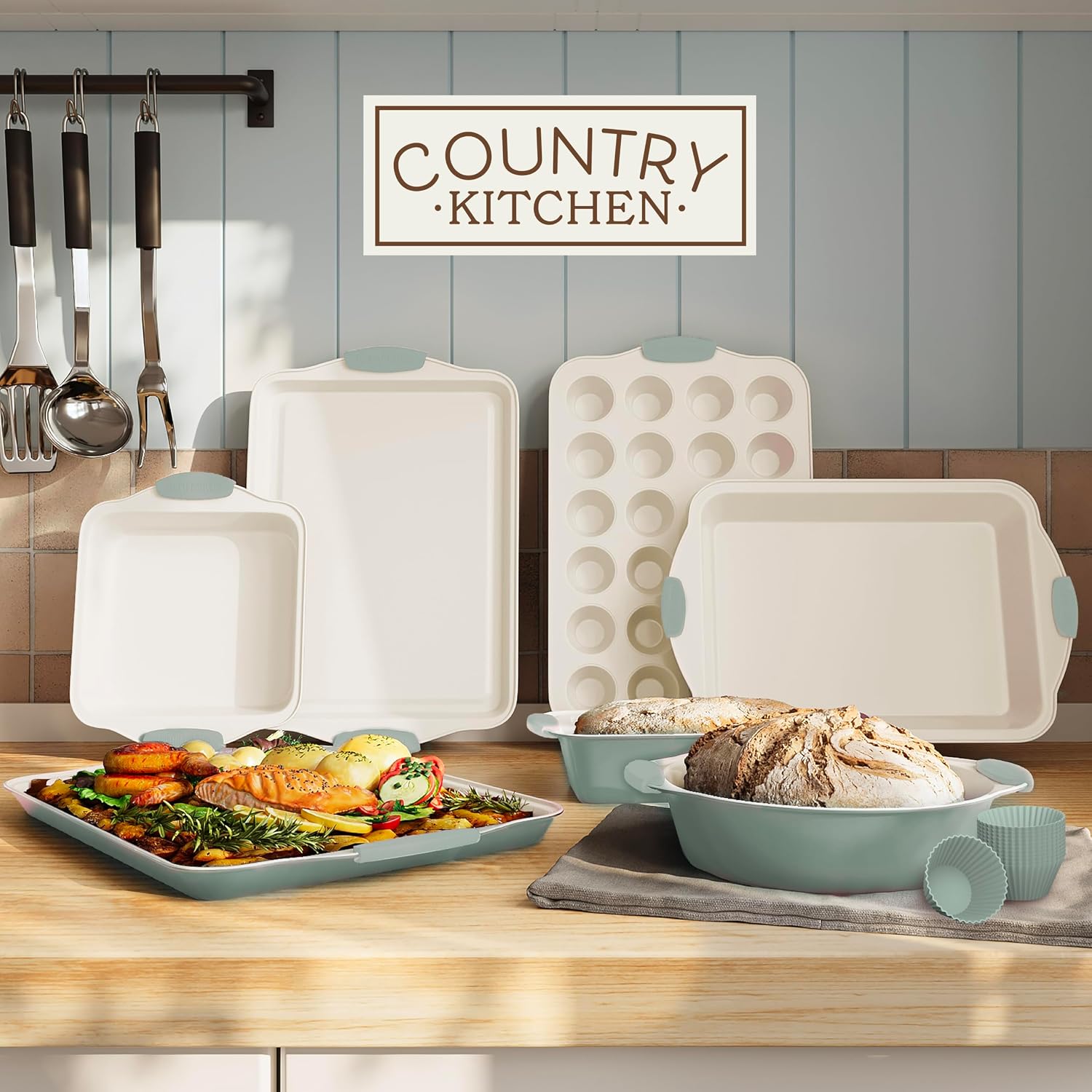 Detalle de Country Kitchen Nonstick Bakeware Set, 22 Pc