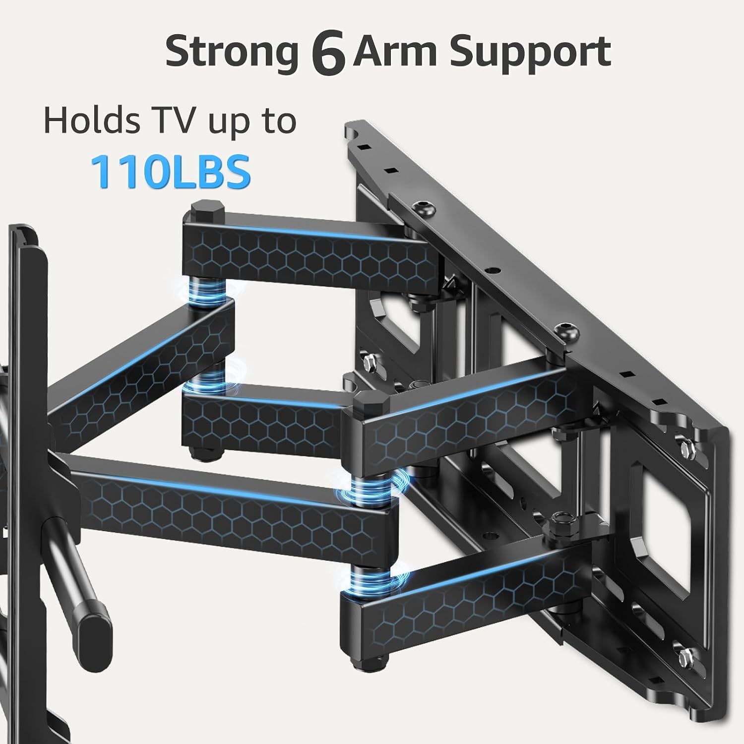 Detalle 1 de MOUNTUP Full Motion TV Wall Mount for 40–85-Inch TVs, 110 lb Capacity