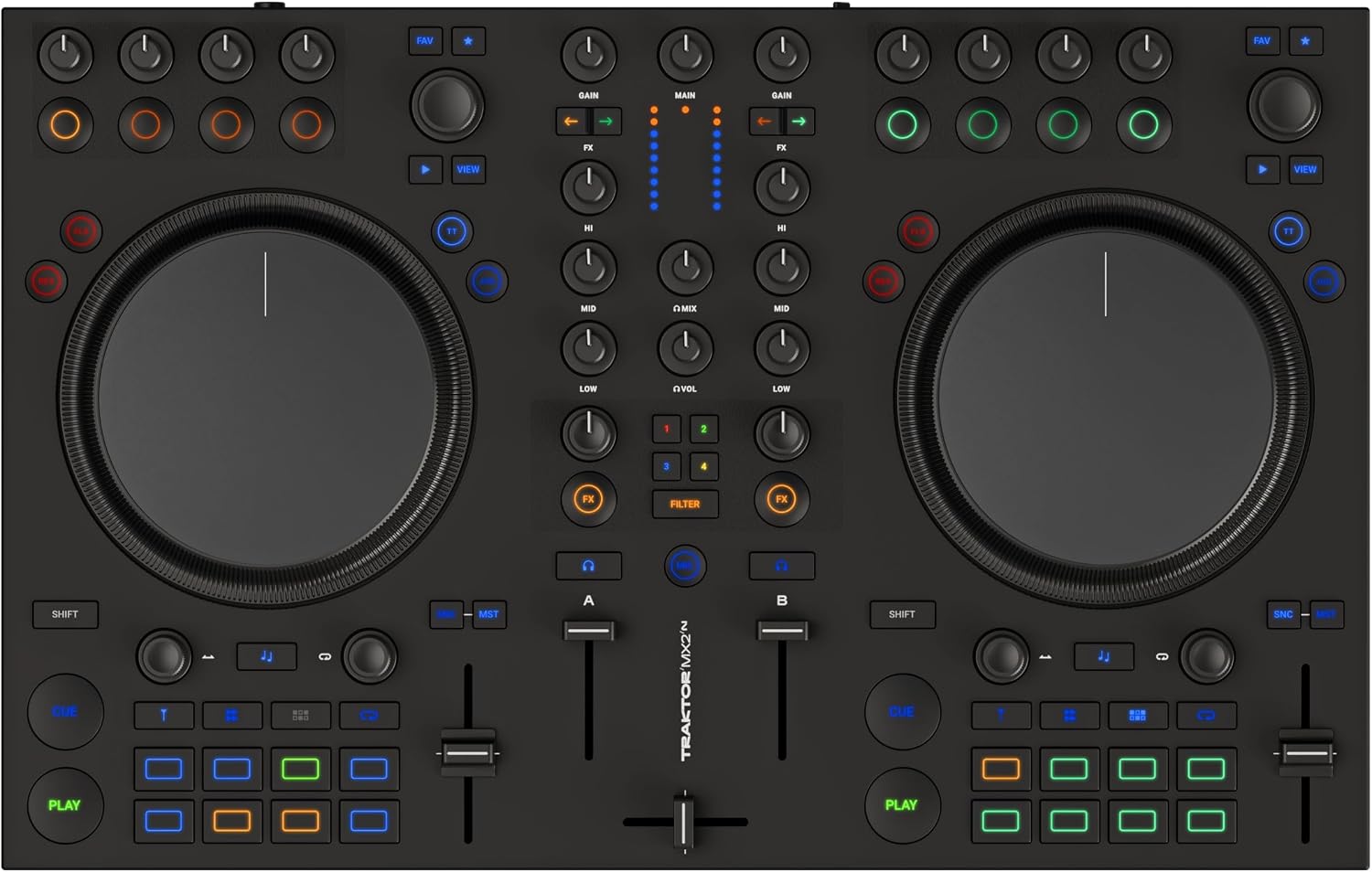 Detalle de Native Instruments TRAKTORMX2 – 2-kanałowy kontroler DJ z 16 padami i USB-C
