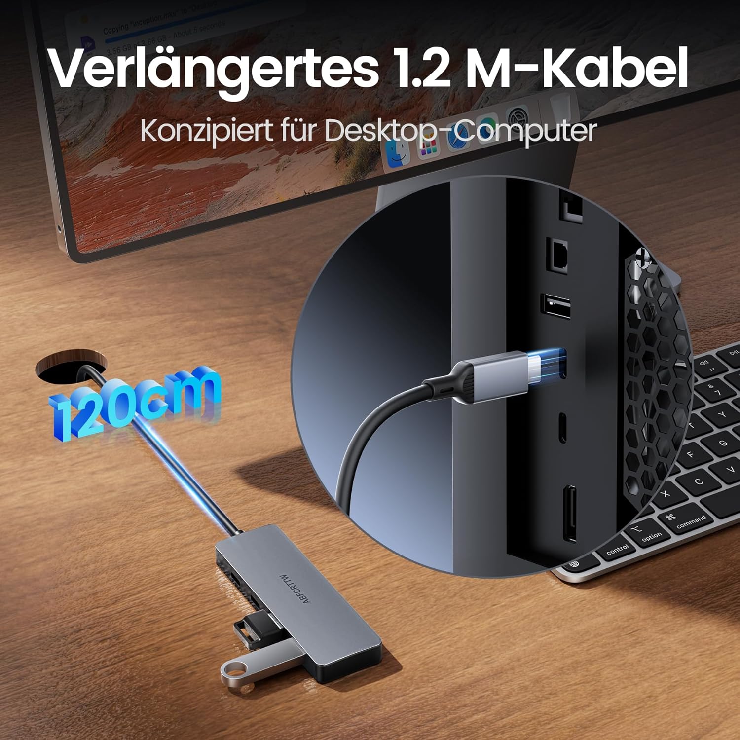 Thumbnail 2 de ABFCRTTW USB C Hub 4-Port: 10 Gbit/s Daten-Splitter für Desktop-Setups