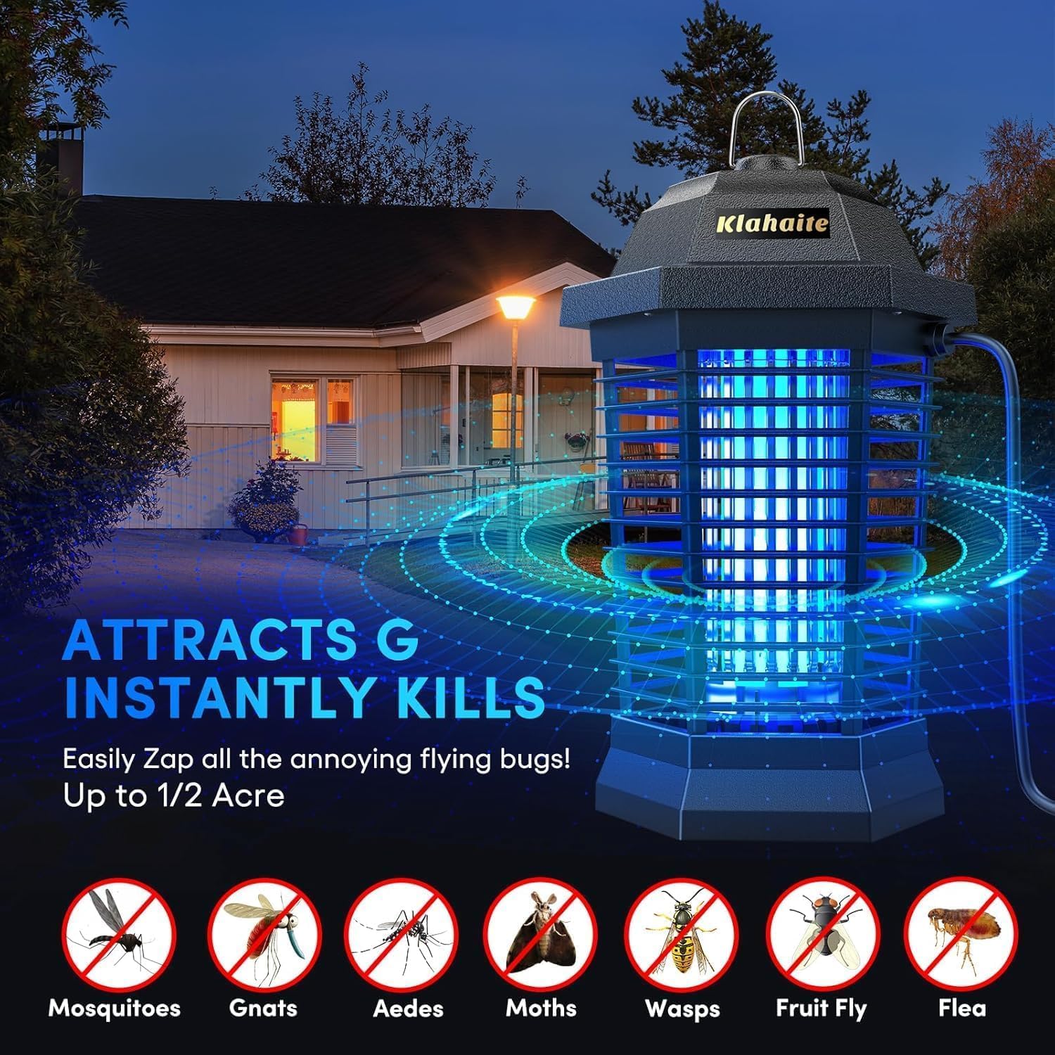 Thumbnail 1 de Klahaite Outdoor Insect Exterminator Electric Mosquito Zapper (up to 1/2 acre)