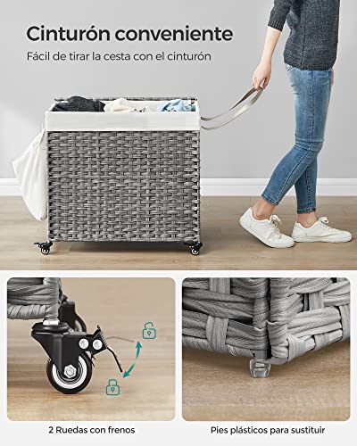 Detalle 2 de SONGMICS Cesto Ropa Sucia con Tapa y Ruedas