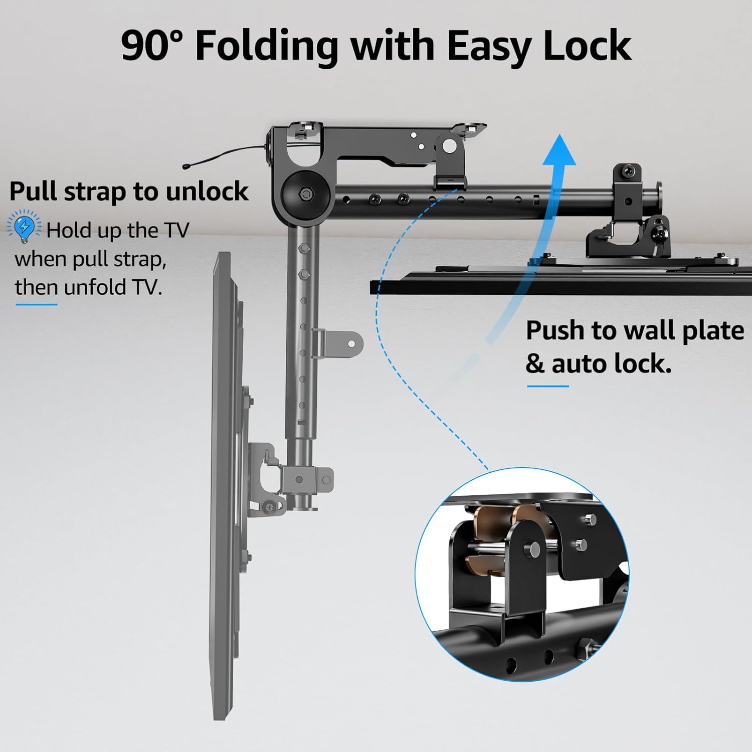 Detalle de MOUNTUP MU0049-L Flip Down Ceiling TV Mount (13–40") with 360° Swivel & Height Adjustment