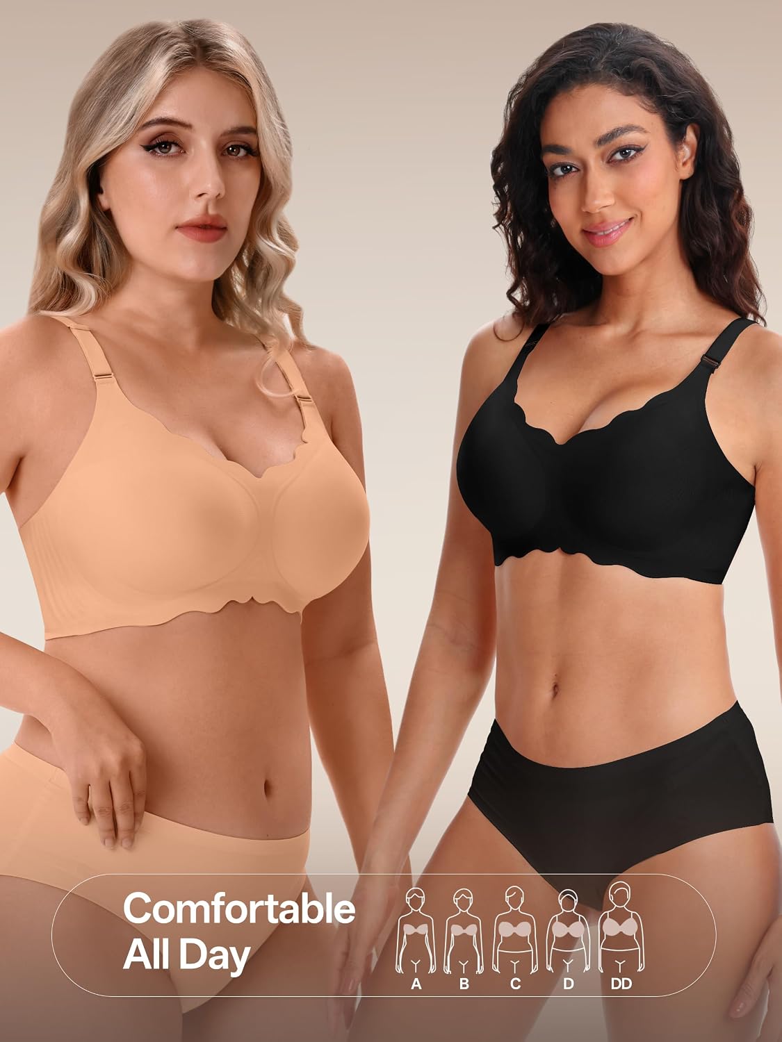 Detalle de Angelhood Seamless Jelly Push Up Wireless Bra (V-Neck, No Underwire)