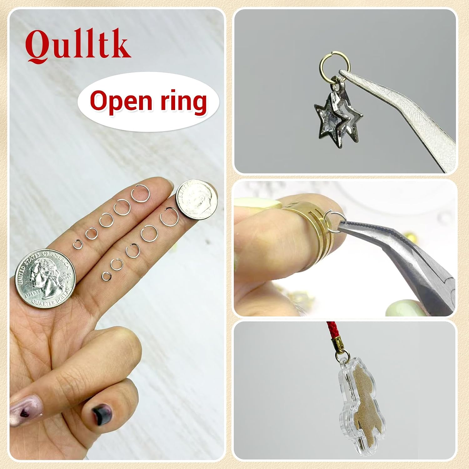 Detalle de Qulltk A-Silver&Gold Jump Rings Kit, 4,600 Pieces in Five Sizes