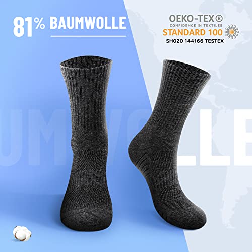 Detalle de TUUHAW Socks Men 9-12 Multipack Crew Socks – Cushioned, Moisture-Wicking Daily Sport Socks (6 Pairs) in Grey