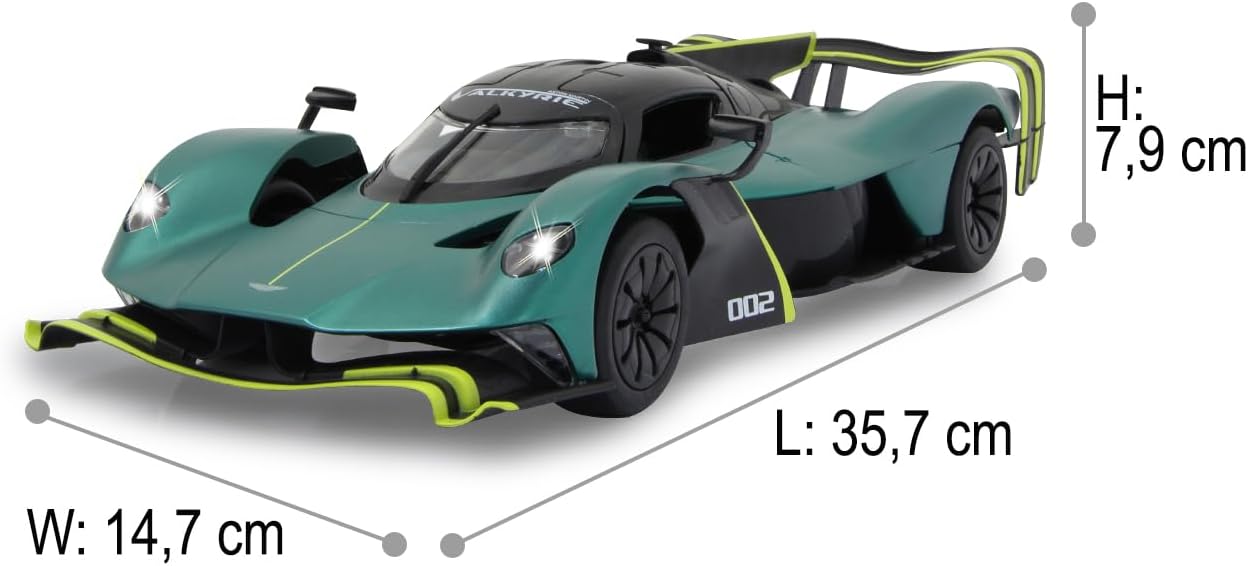 Detalle de JAMARA Aston Martin Valkyrie AMR Pro 1:14 – ciemnozielony samochód RC z LED