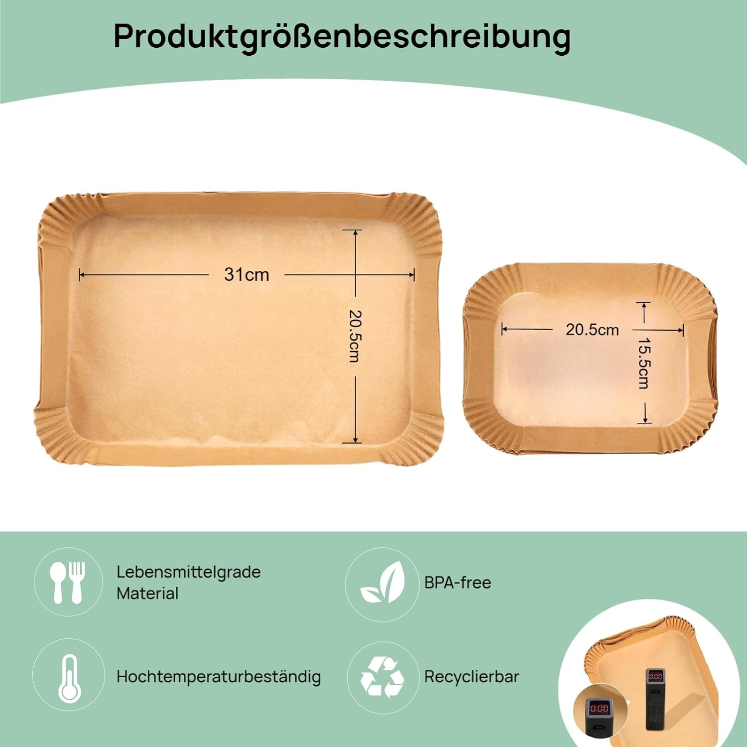 Thumbnail 4 de Cecanndila 170er Pack Backpapier für Airfryer – kompatibel mit Ninja AF500EU, Cosori Dual Blaze Twinfry 10L und Cecotec 9000