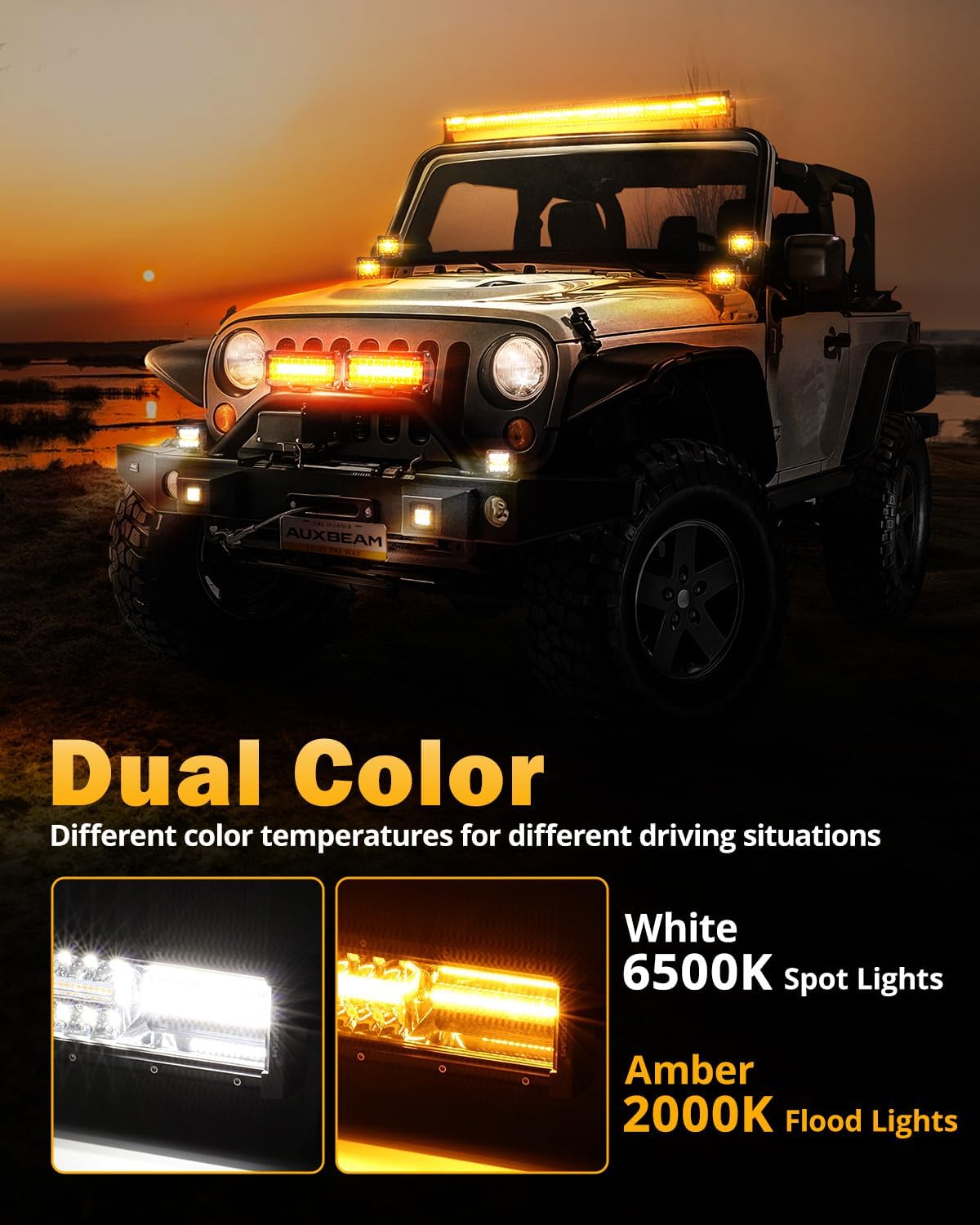Thumbnail 4 de Auxbeam 22-Inch Amber/White LED Light Bar with 6 Modes