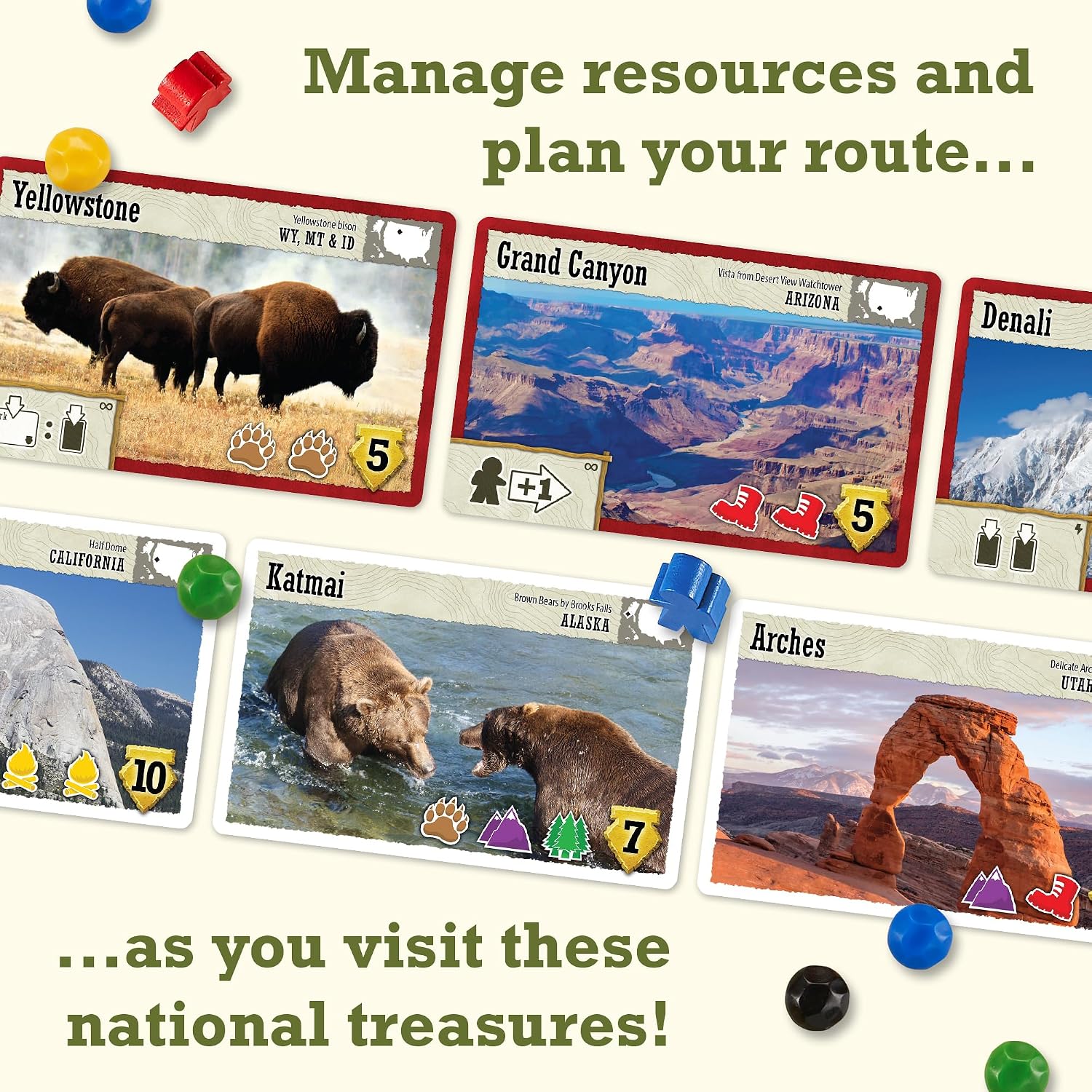 Detalle de Underdog Games Trekking The National Parks board game ๐ฒ