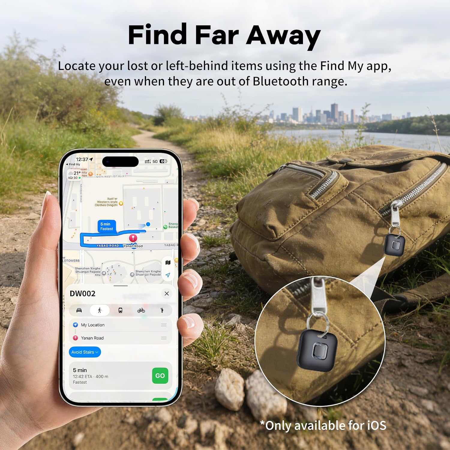 Thumbnail 4 de Tracker Tags DW002 certifié Apple et Google, lot de 4 noir (Bluetooth Smart Tag pour Apple Localiser & Google Find Hub)