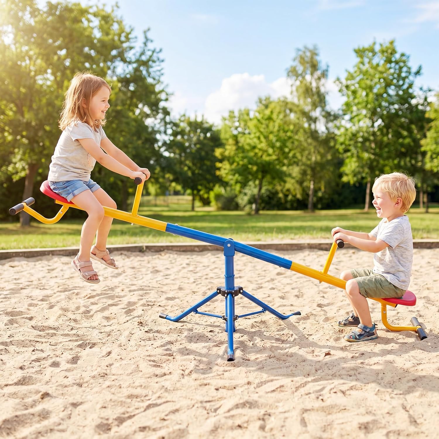 Thumbnail 6 de Costzon Teeter Totter Seesaw for Kids: 360° Rotation Outdoor Playground Seesaw