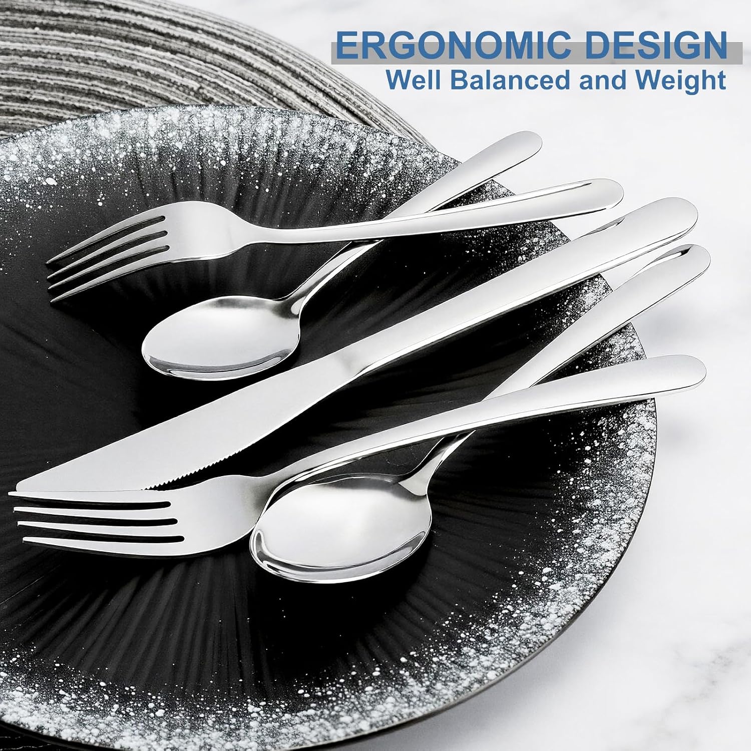 Detalle 2 de BEWOS Stainless Steel Flatware Set, 20-Piece