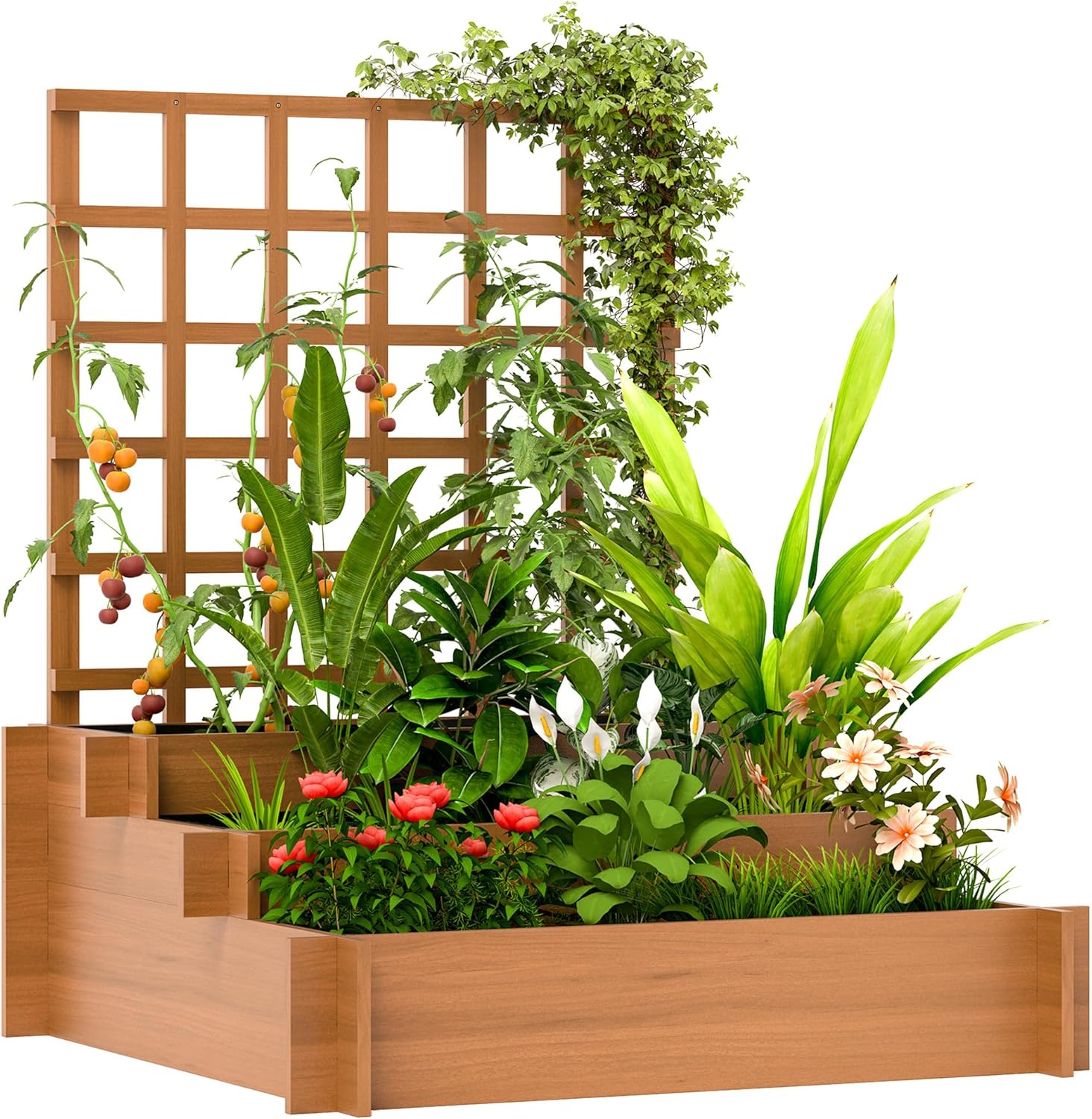 Outsunny Jardinera con Enrejado 95x95x110 cm